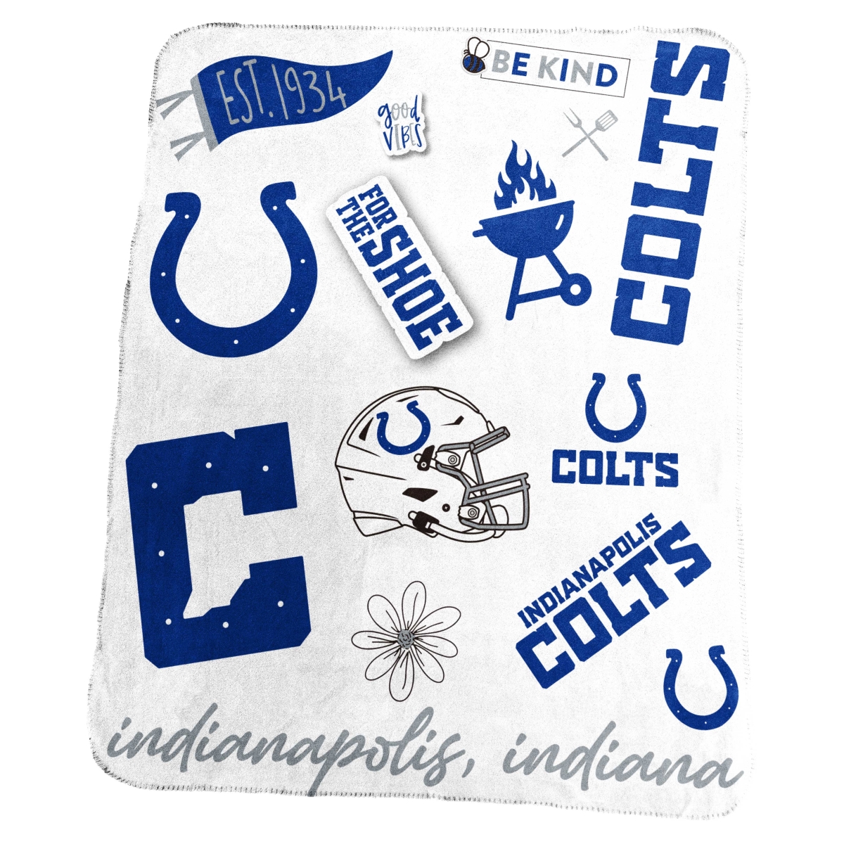 Picture of Logo Brands 614-23-63 50 x 60 in. Indianapolis Colts Classic Native Fleece Throw