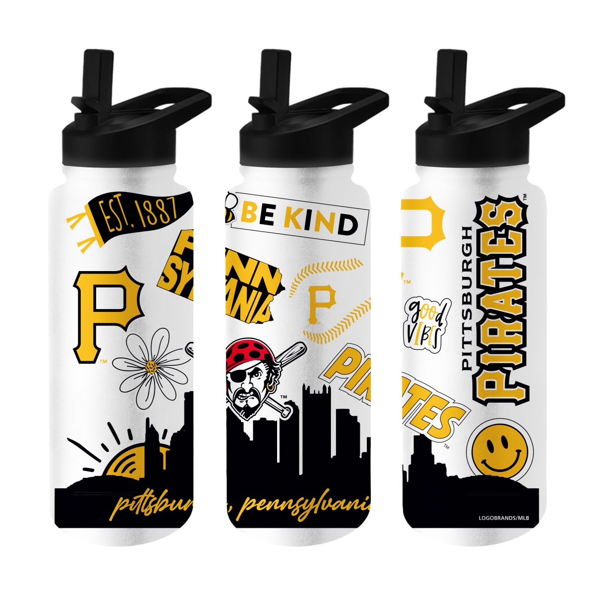 523-S34QB-63 Pittsburgh Pirates 34 oz Native Quencher Bottle