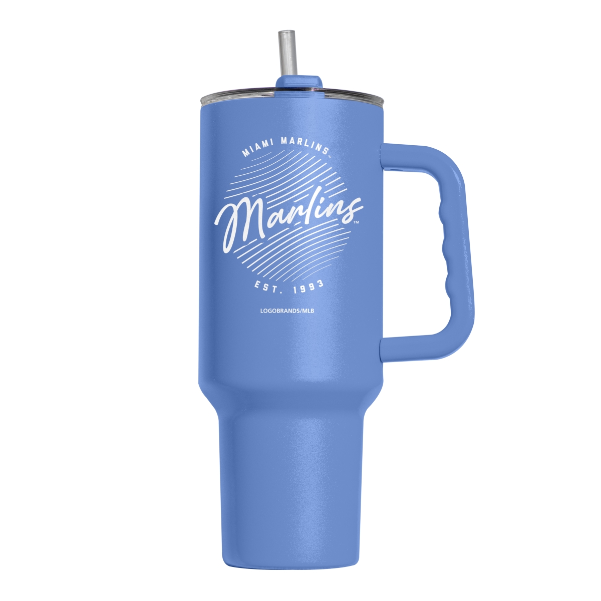 512-S40PT-ARC-35 40 oz Miami Marlins Retro Script Powder Coat Tumbler