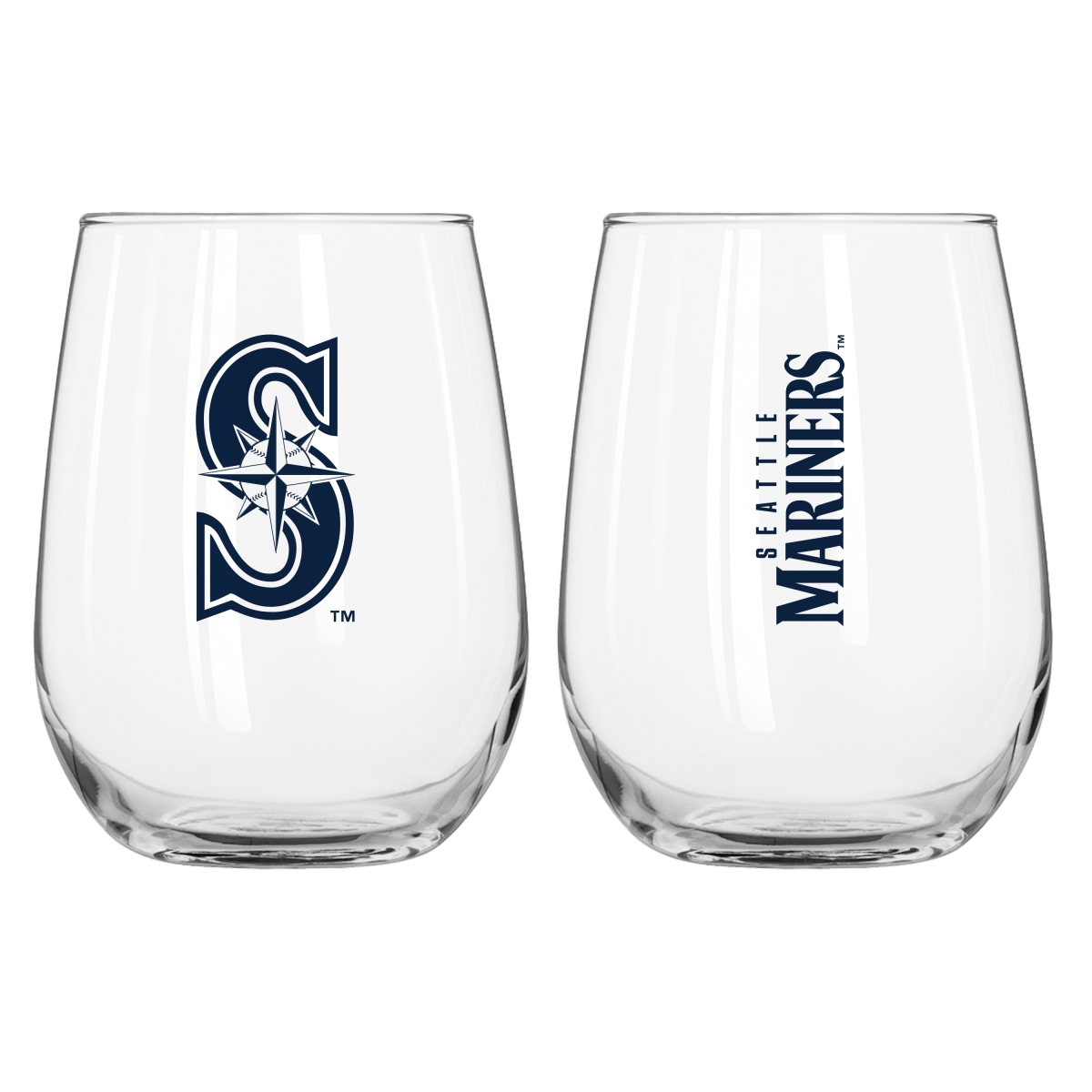 526-G16CB-1 Seattle Mariners 16 oz Gameday Curved Beverage Glass