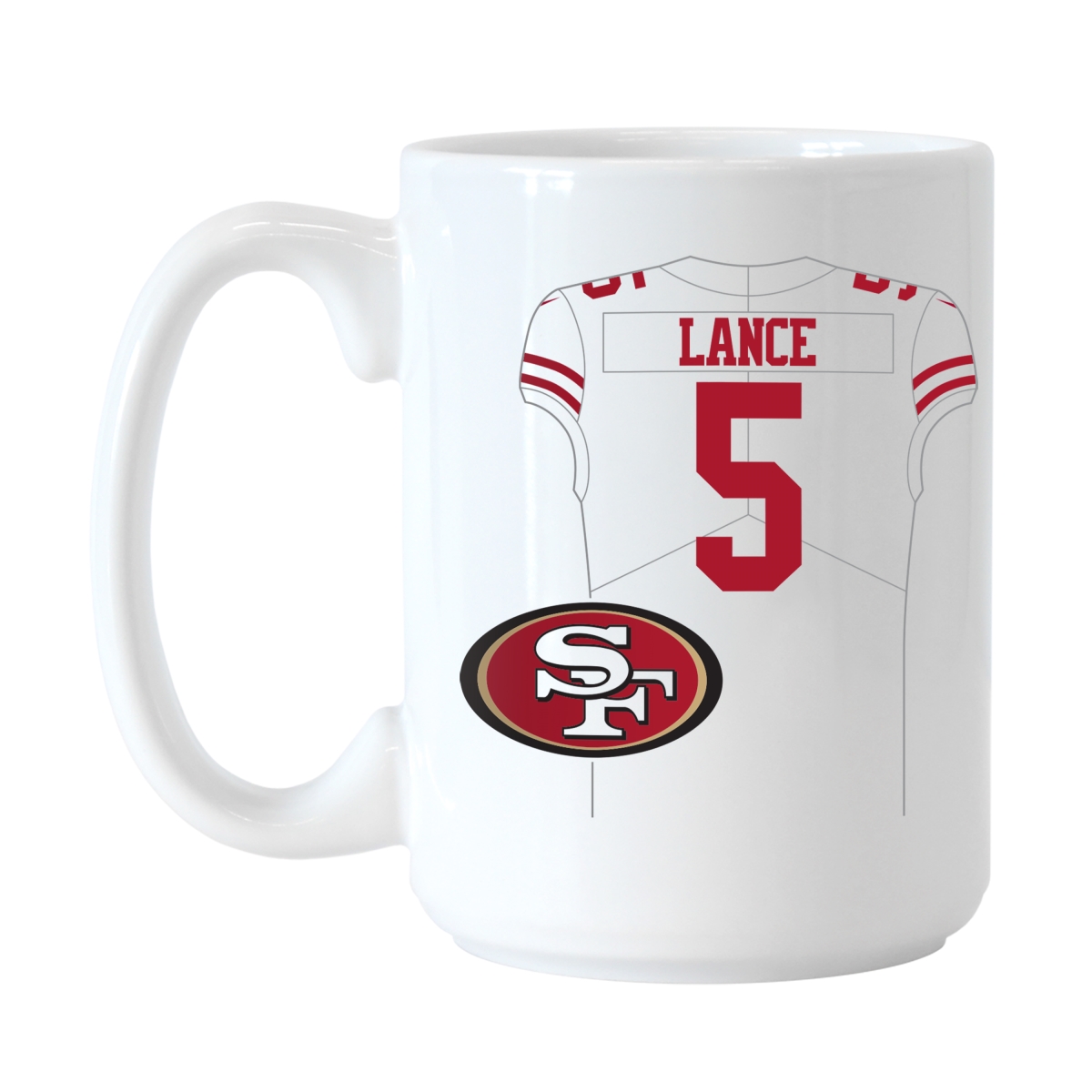 Picture of Logo Brands 627P-C15M-TL SF 49ers 15 oz Trey Lance Jersey Sublimated Mug