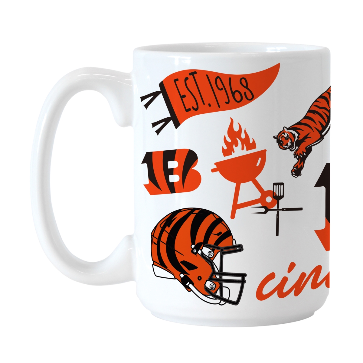 607-C15M-63 Cincinnati Bengals 15 oz Native Sublimated Mug