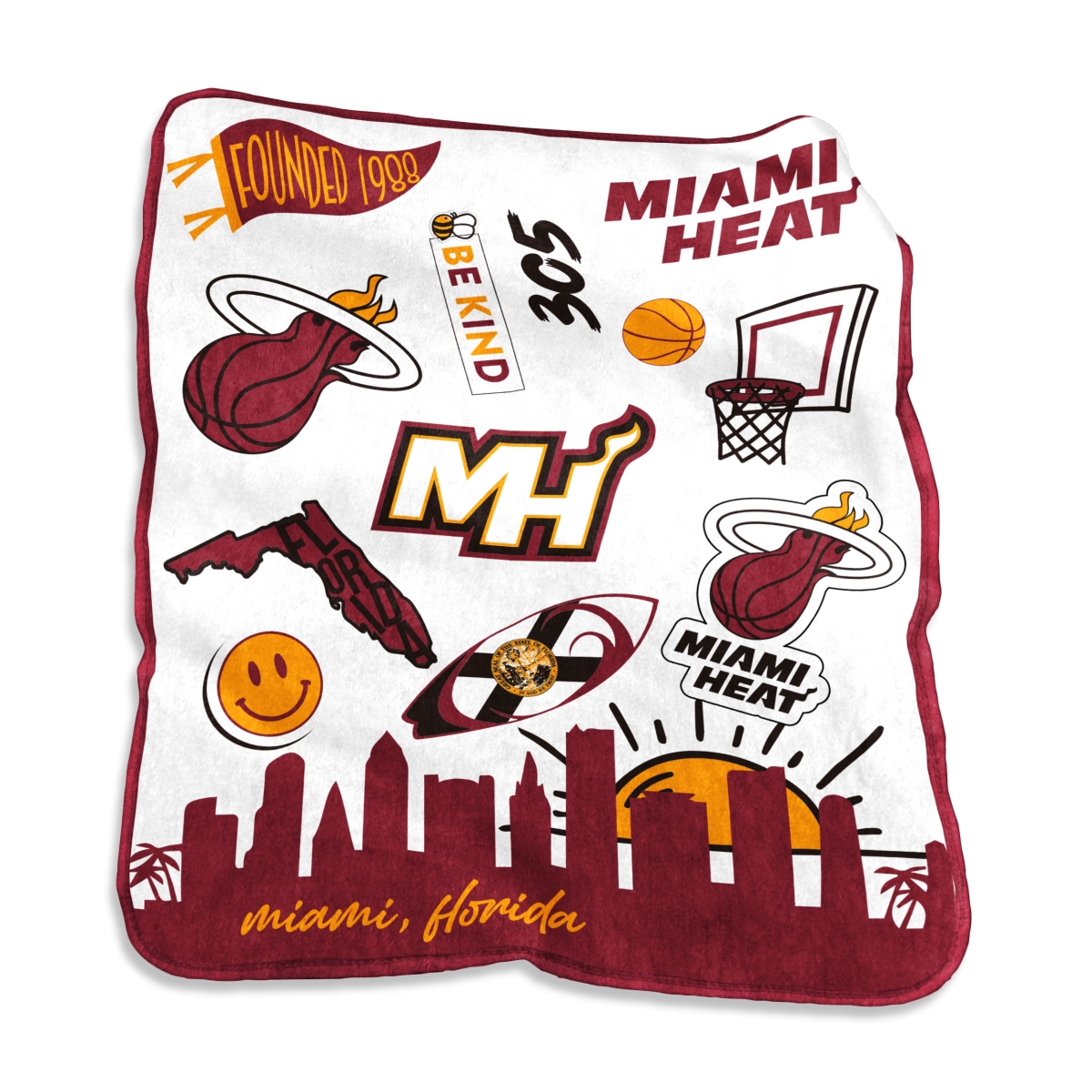 715-26-63 Miami Heat Native Raschel Throw