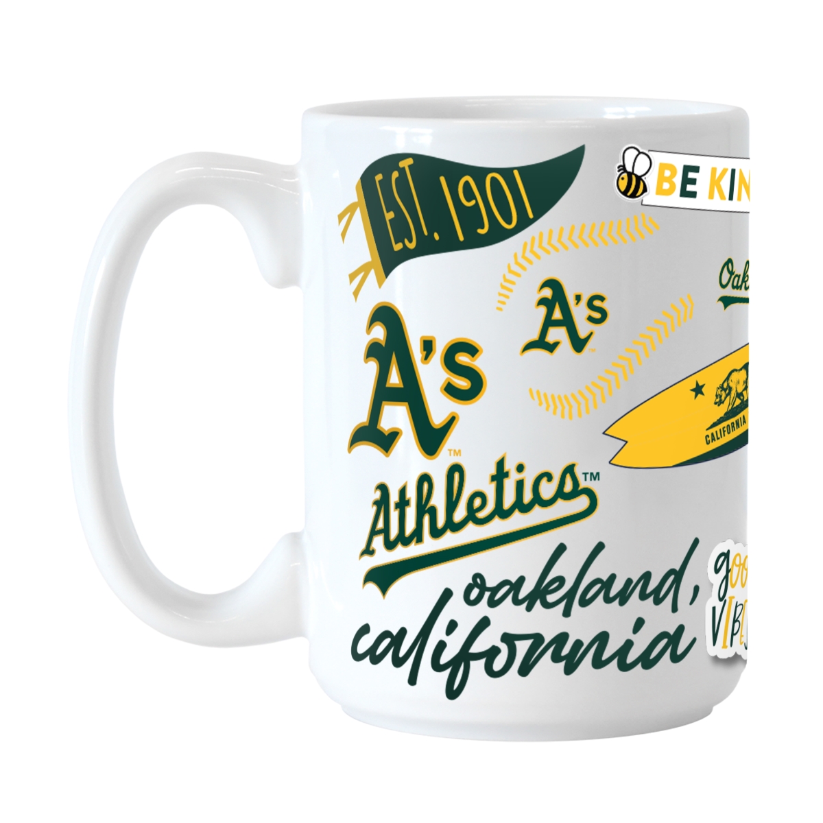 521-C15M-63 Oakland Athletics 15 oz Native Sublimated Mug