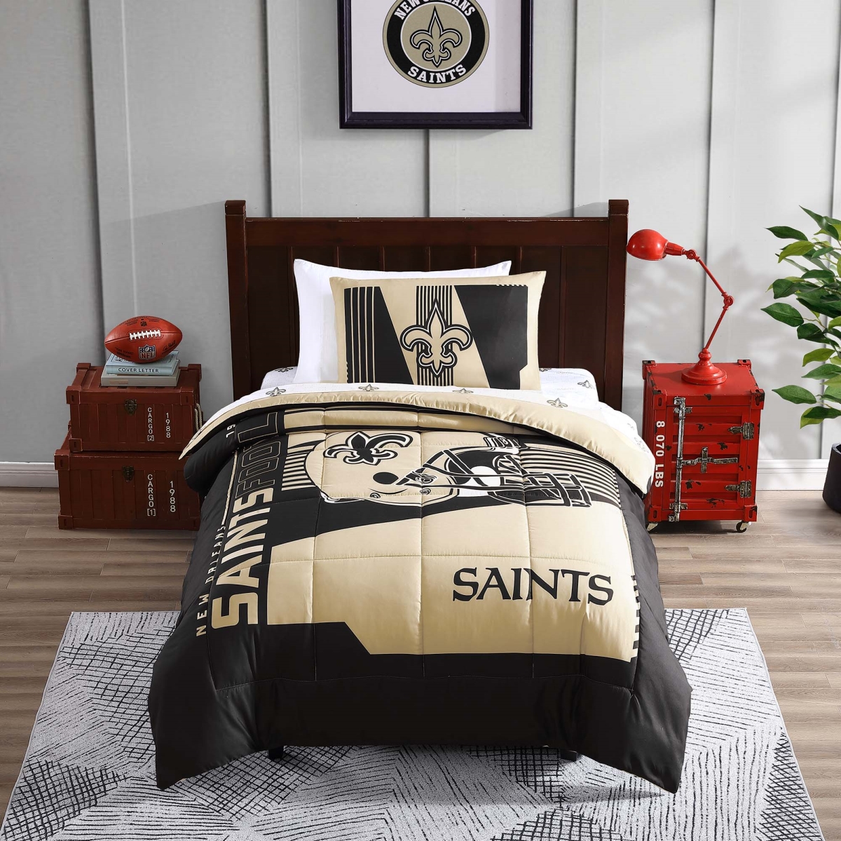 620-BNBT-B1 Orleans Saints Status Bed In A Bag Twin