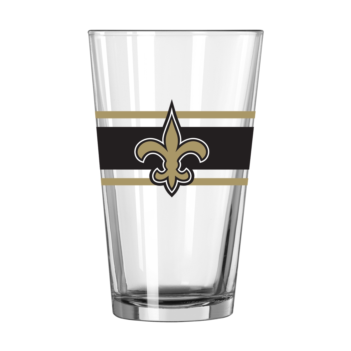 620-G16P-16 Orleans Saints 16 oz Stripe Pint Glass