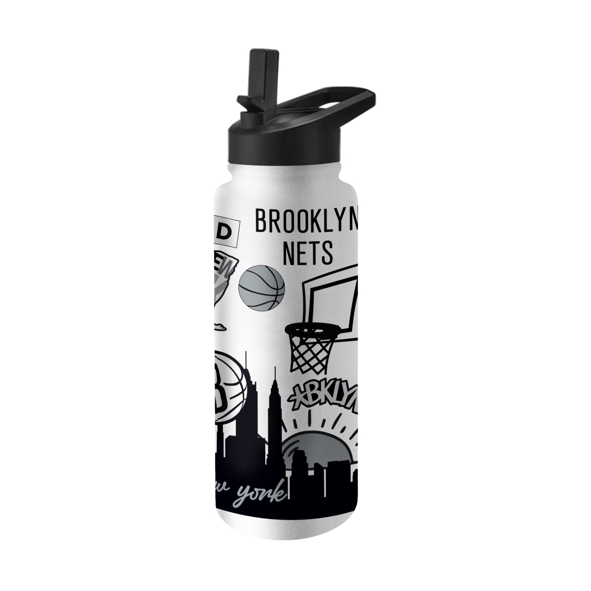 718-S34QB-63 Brooklyn Nets 34 oz Native Quencher Bottle