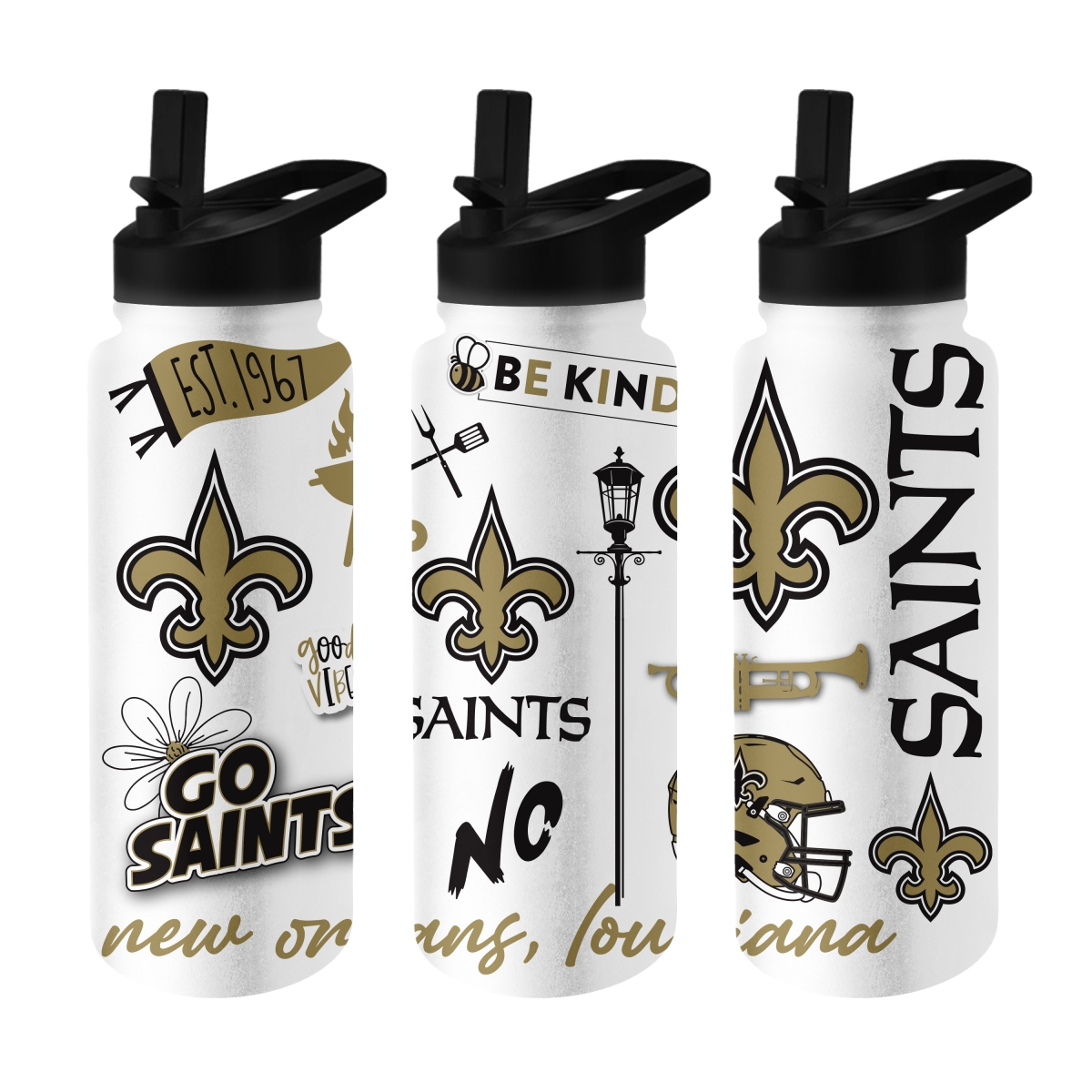 620-S34QB-63 Orleans Saints 34 oz Native Quencher Bottle
