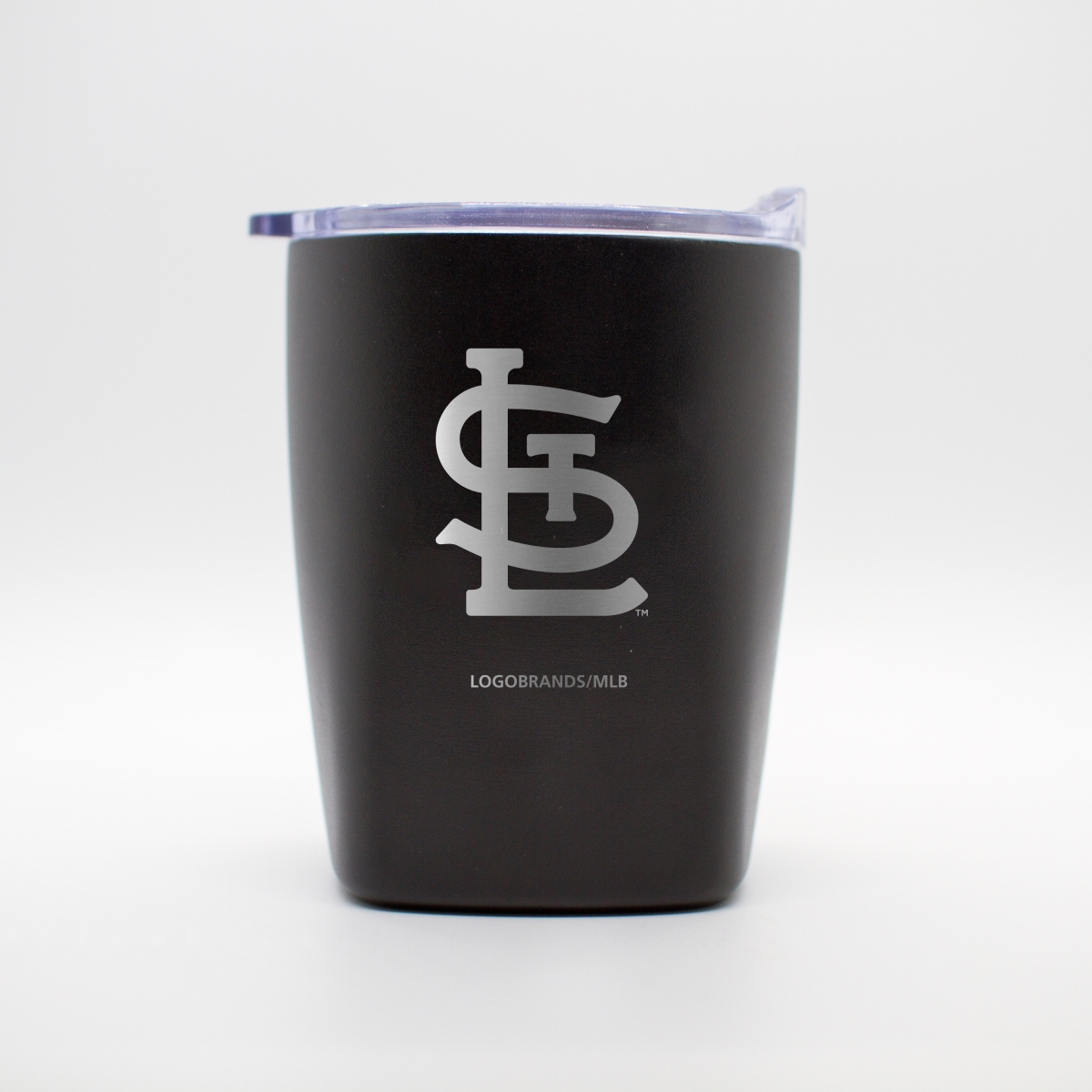 527-S14PR-BLK-9 St Louis Cardinals 10 oz Etch Black Powder Coat Rocks Tumbler