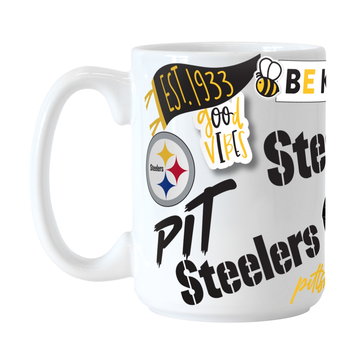 Picture of Logo Brands 625-C15M-63 Pittsburgh Steelers 15 oz Native Sublimated Mug