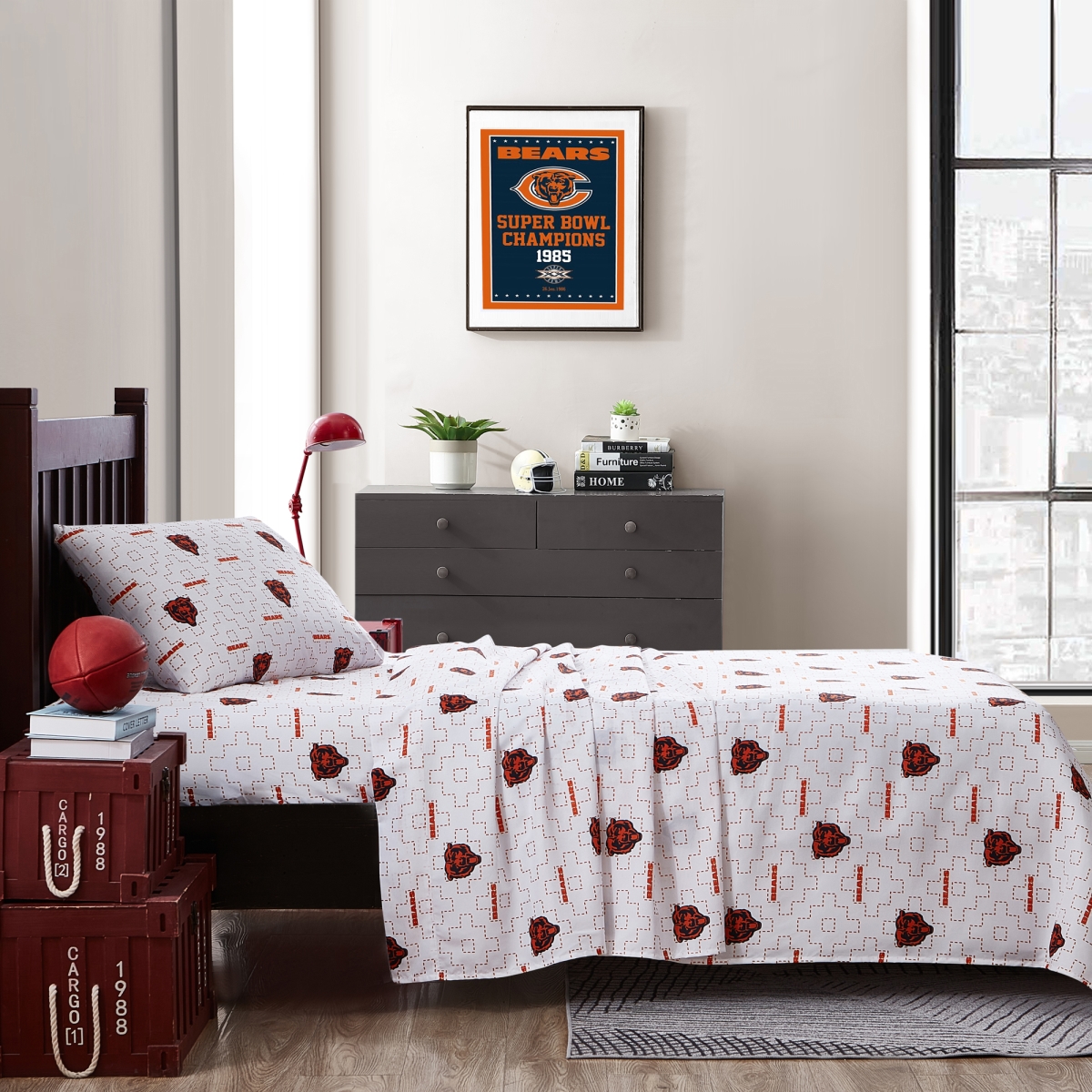 606-BSST-B3 Chicago Bears Scatter Bedding Sheet Set Twin