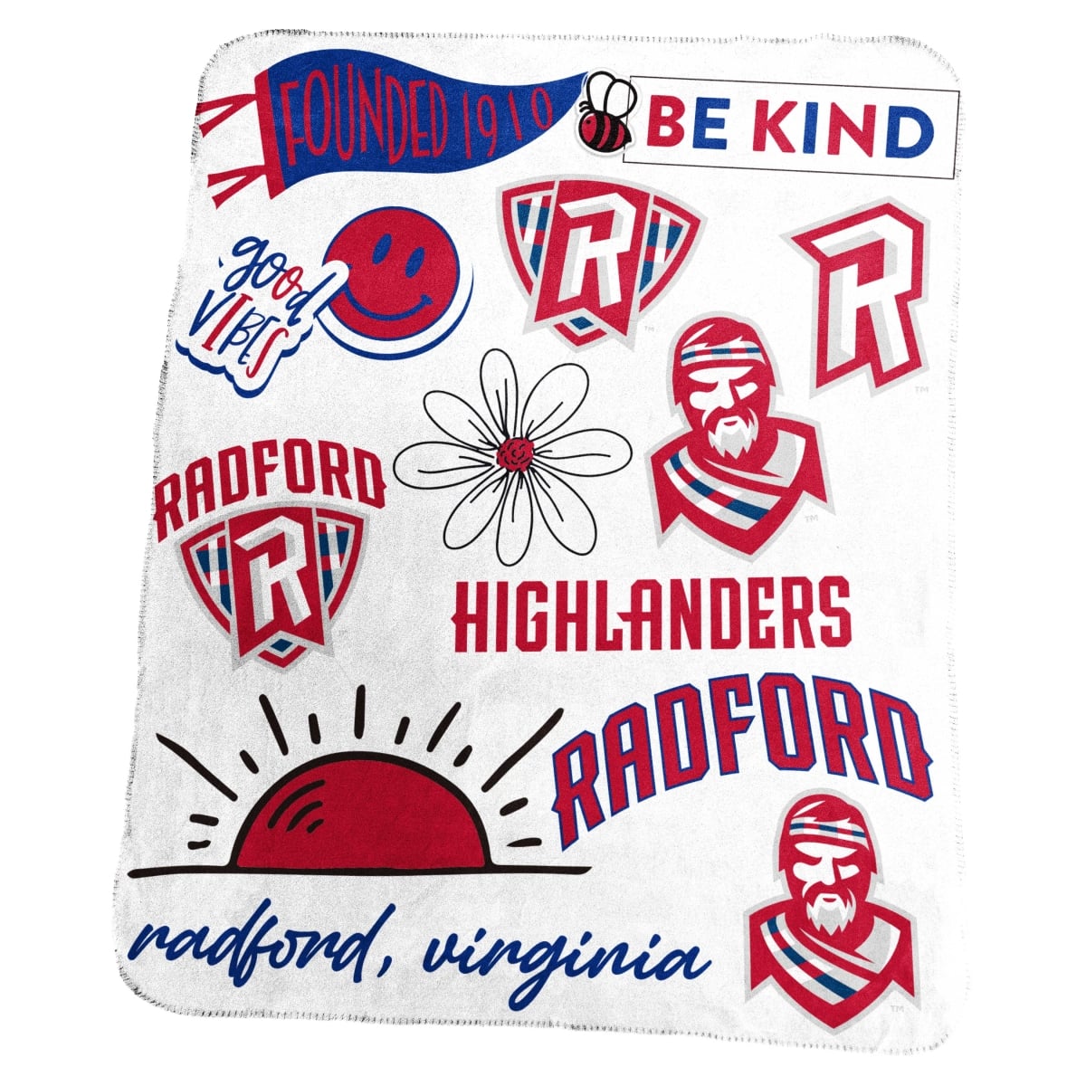 596-23-63 NCAA Radford University Classic Native Fleece Throw Blanket