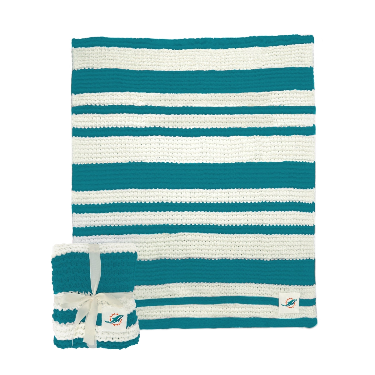 617-282 50 x 60 in. Miami Dolphins Cable Knit Throw Blanket