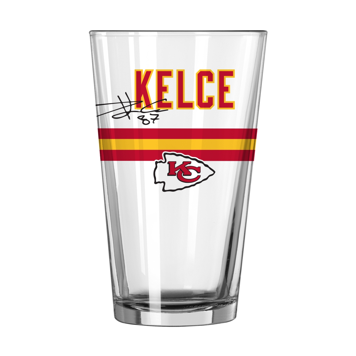 616P-G16P-16TK KC Chiefs Travis Kelce 16 oz Stripe Pint Glass