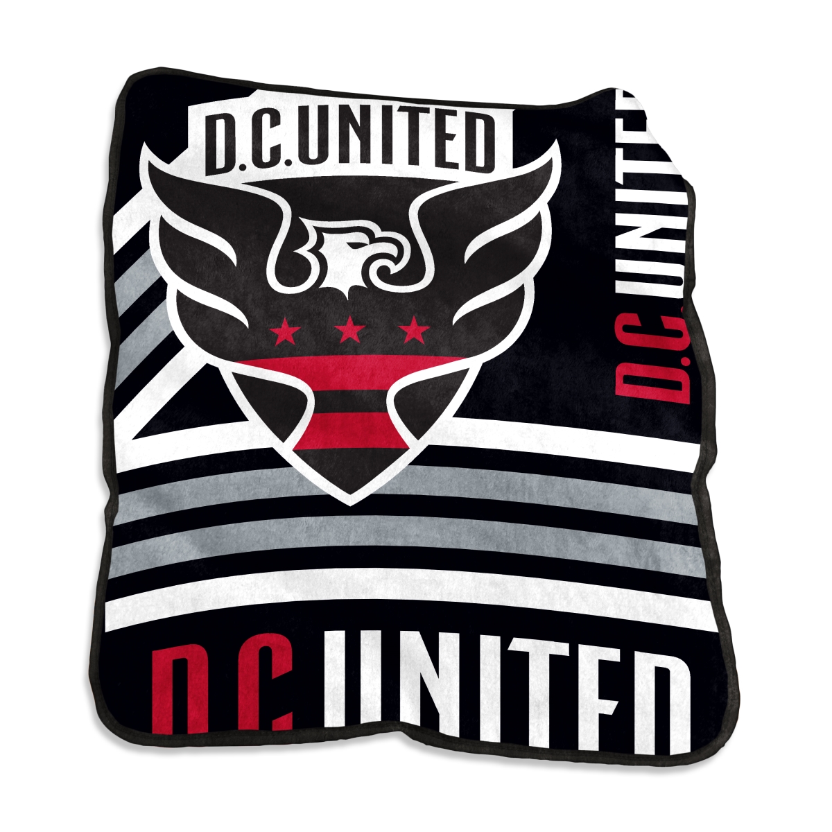 905-26C DC United Raschel Logo Over Stripe Throw