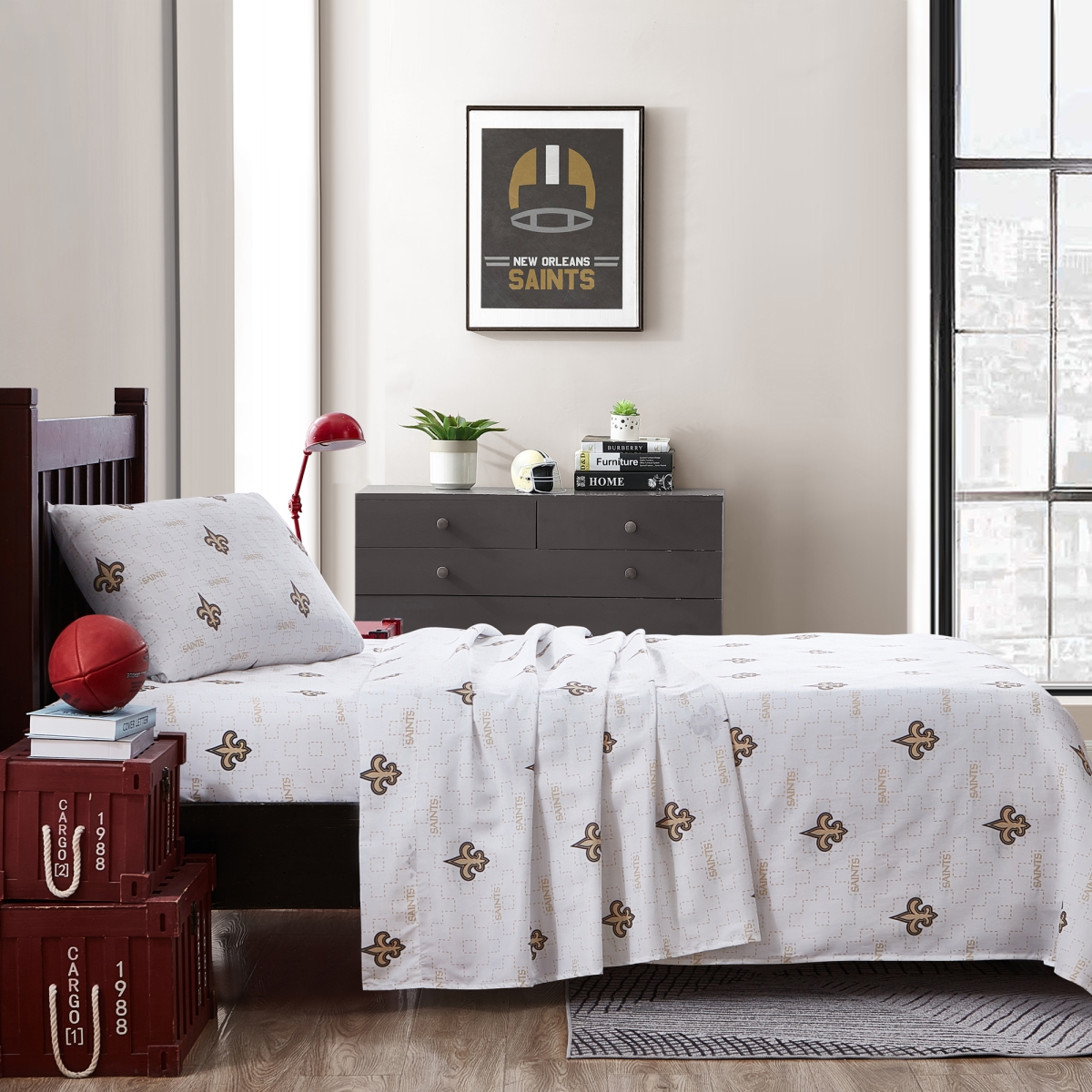 620-BSST-B3 Orleans Saints Scatter Bedding Sheet Set Twin