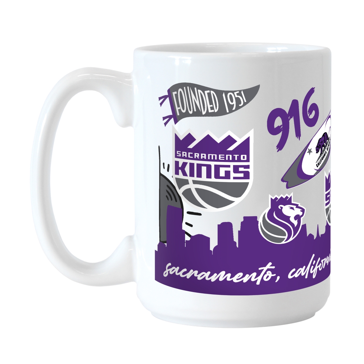 726-C15M-63 Sacramento Kings 15 oz Native Sublimated Mug
