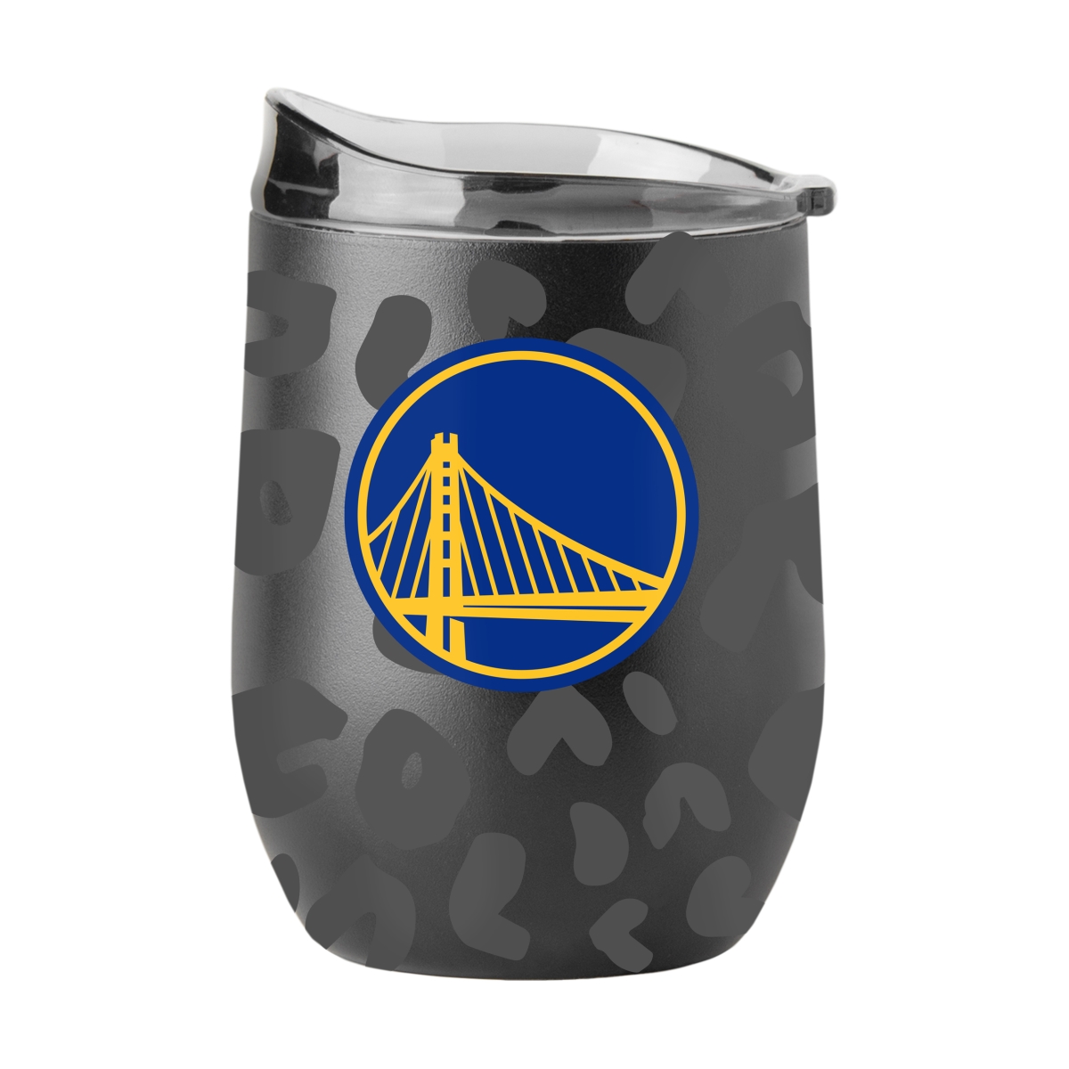 709-S16PB-BLK-33 Golden State Warriors Leopard 16 oz Black Powdercoat Curved Beverage