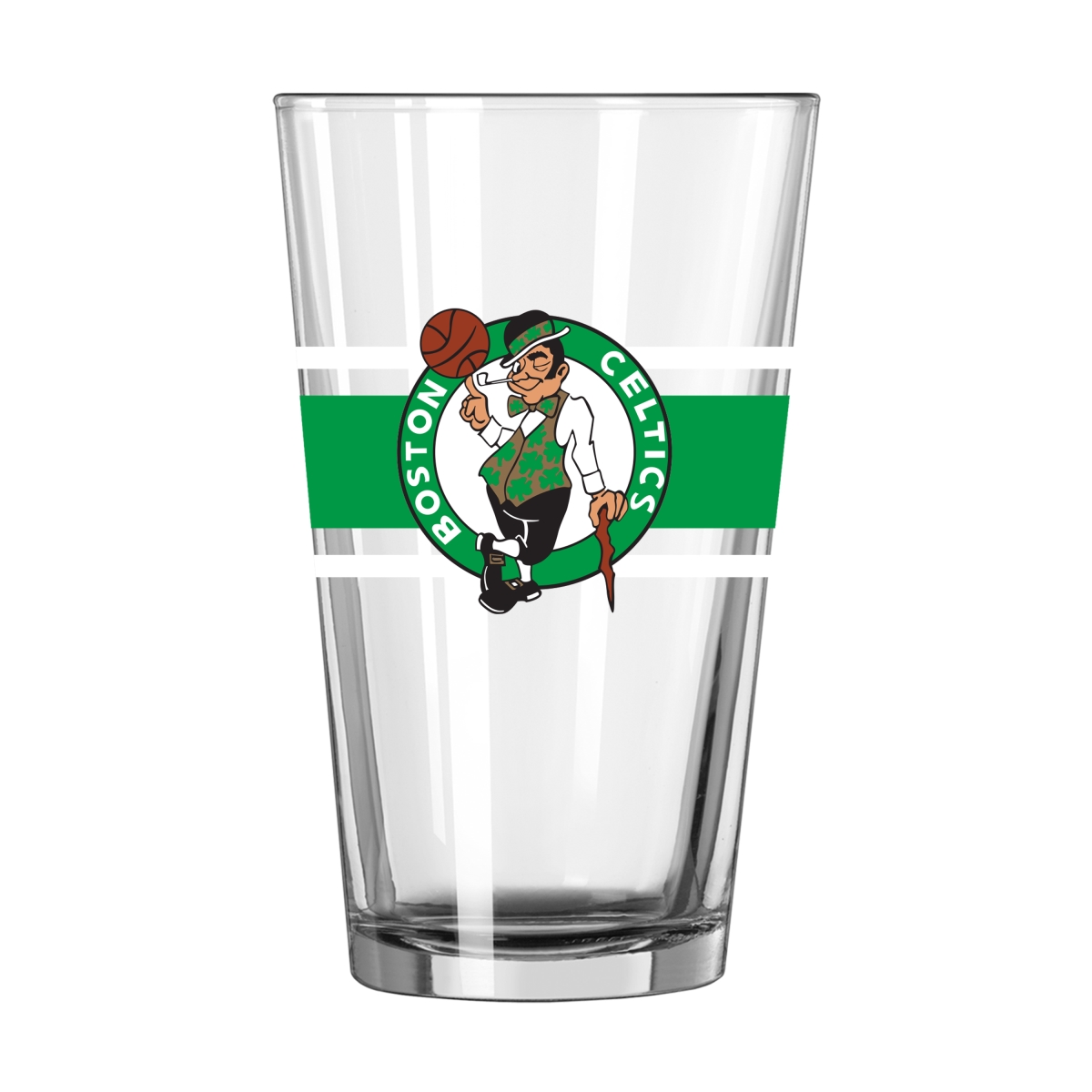 702-G16P-16 16 oz Boston Celtics Stripe Pint Glass