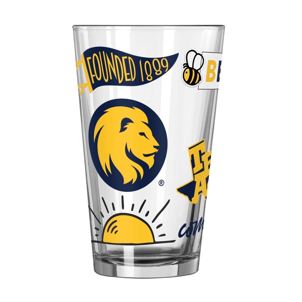 669-G16P-63 16 oz NCAA Texas A&M University Commerce Native Pint Glass