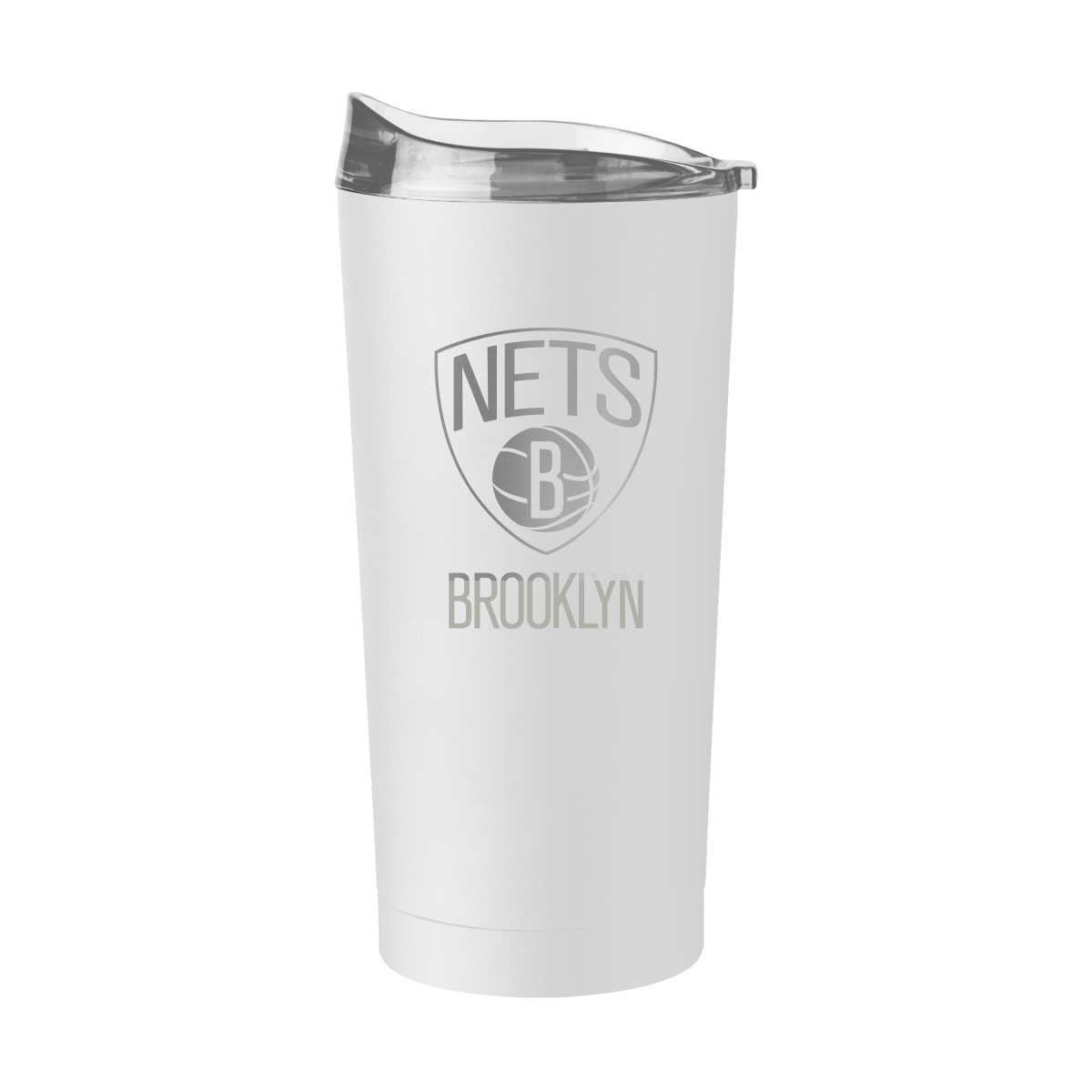 718-S20PT-WHT-9 Brooklyn Nets 20 oz Etched Powder Coat Tumbler