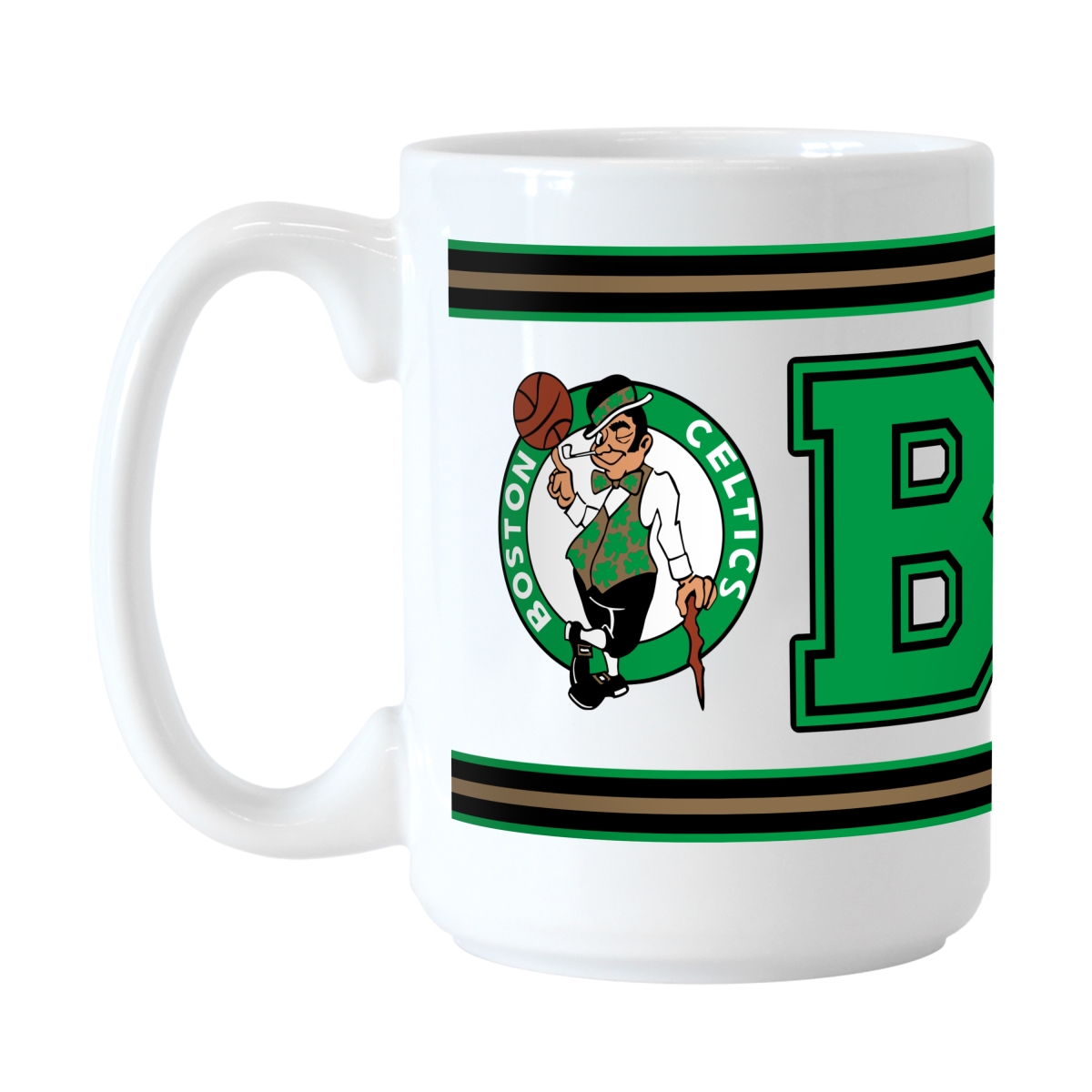702-C15M-4S Boston Celtics 15 oz Overtime Stripe Sublimated Mug