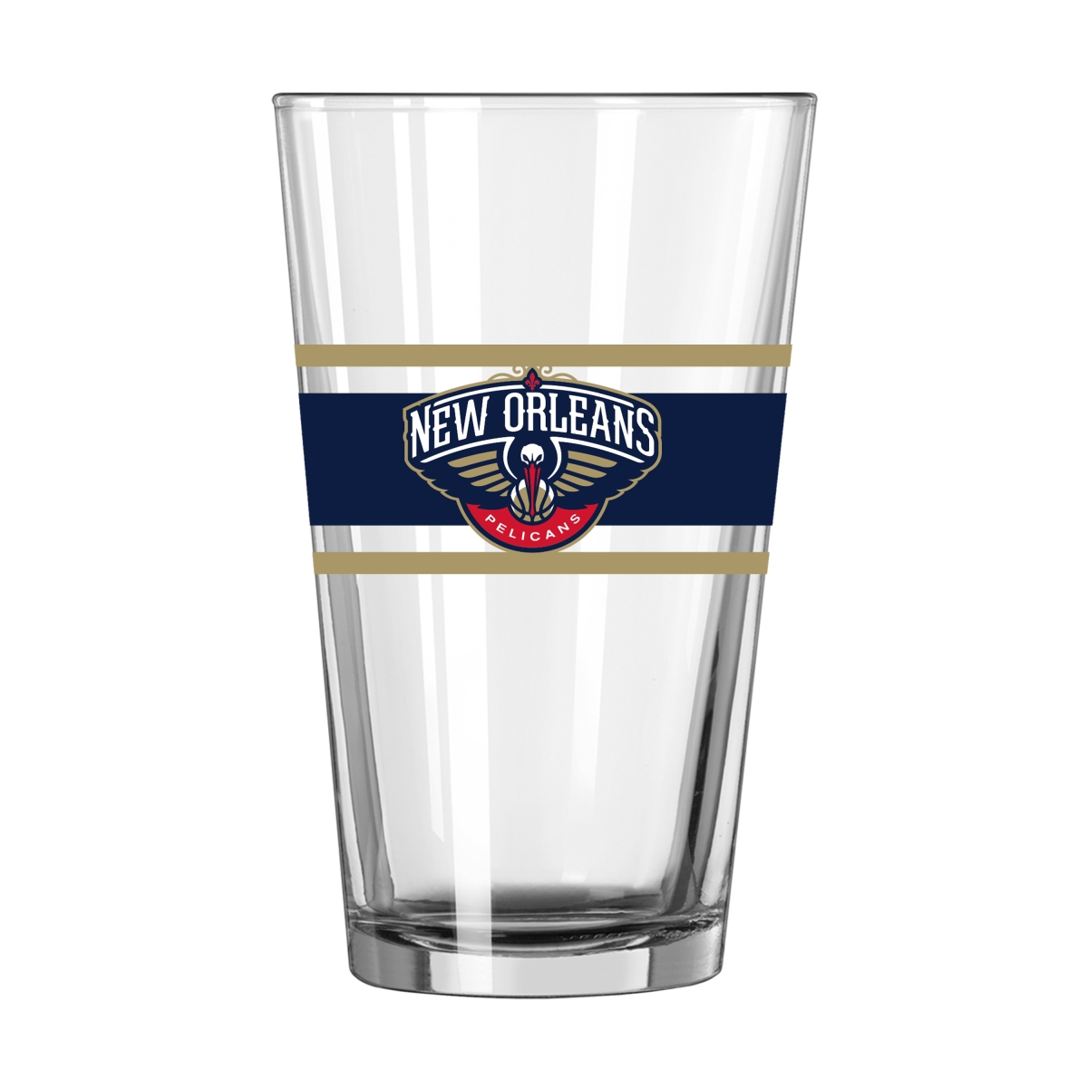 719-G16P-16 16 oz   Orleans Pelicans Stripe Pint Glass
