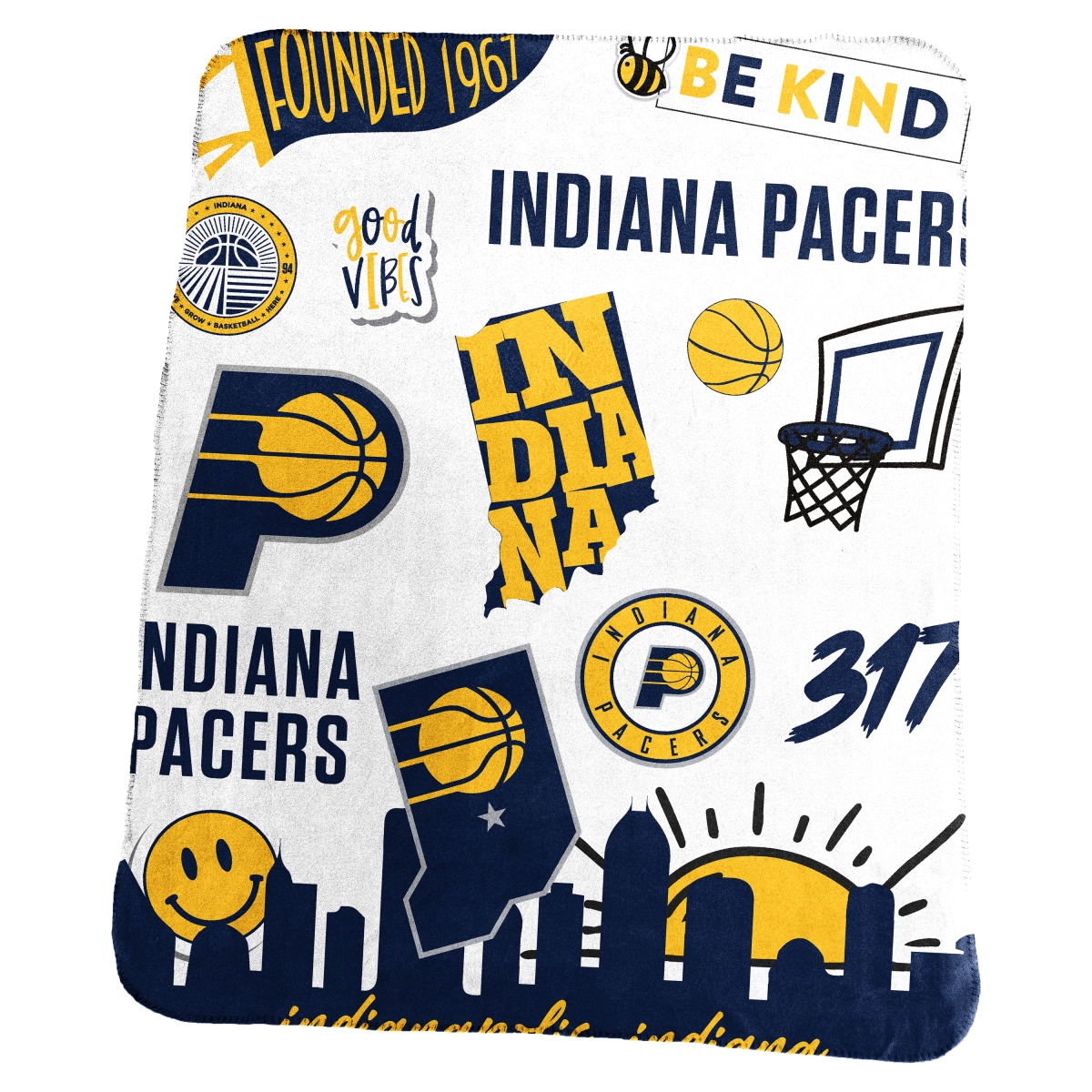 711-23-63 Indiana Pacers Classic Native Fleece Throw