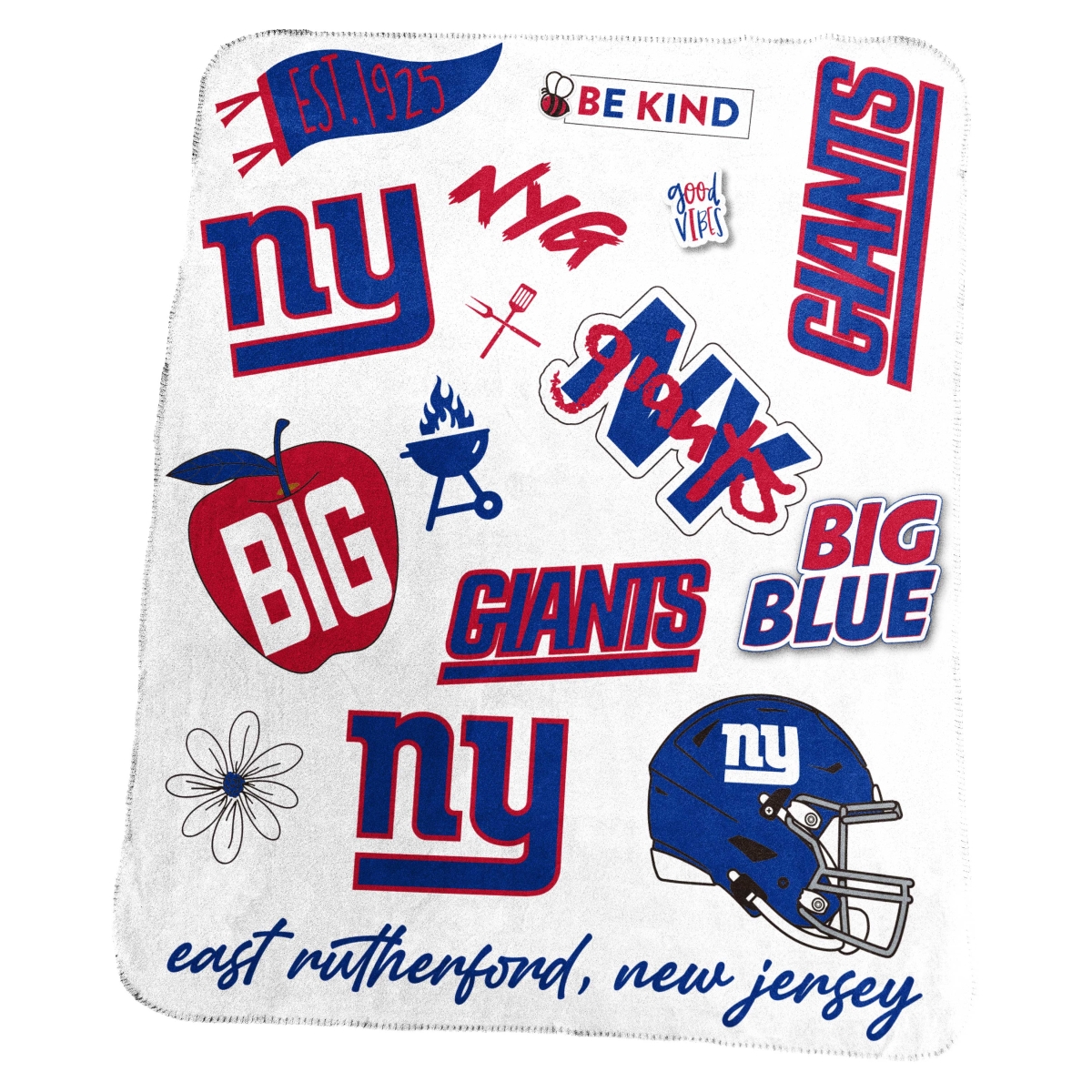 621-23-63 NFL   York Giants Classic Native Fleece Throw Blanket