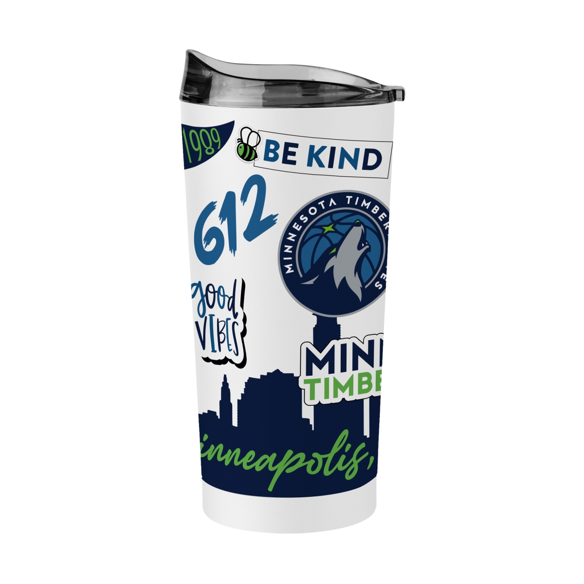 Picture of Logo Brands 717-S20PT-63 Minnesota Timberwolves 20 oz Native Powder Coat Tumbler