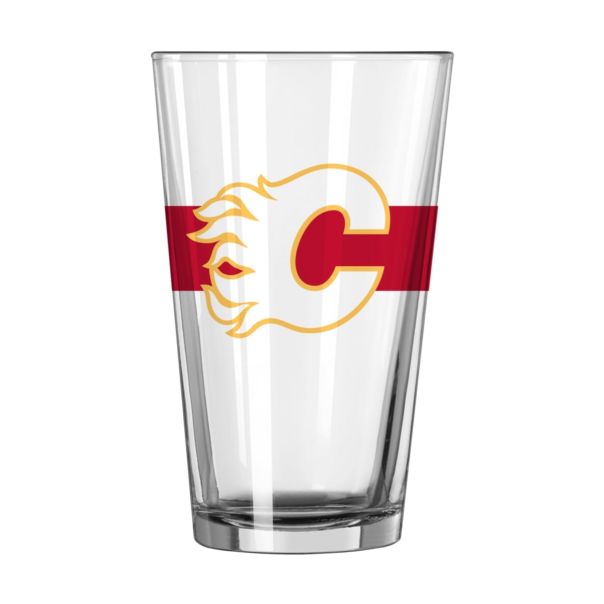 805-G16P-16 16 oz Calgary Flames Stripe Pint Glass