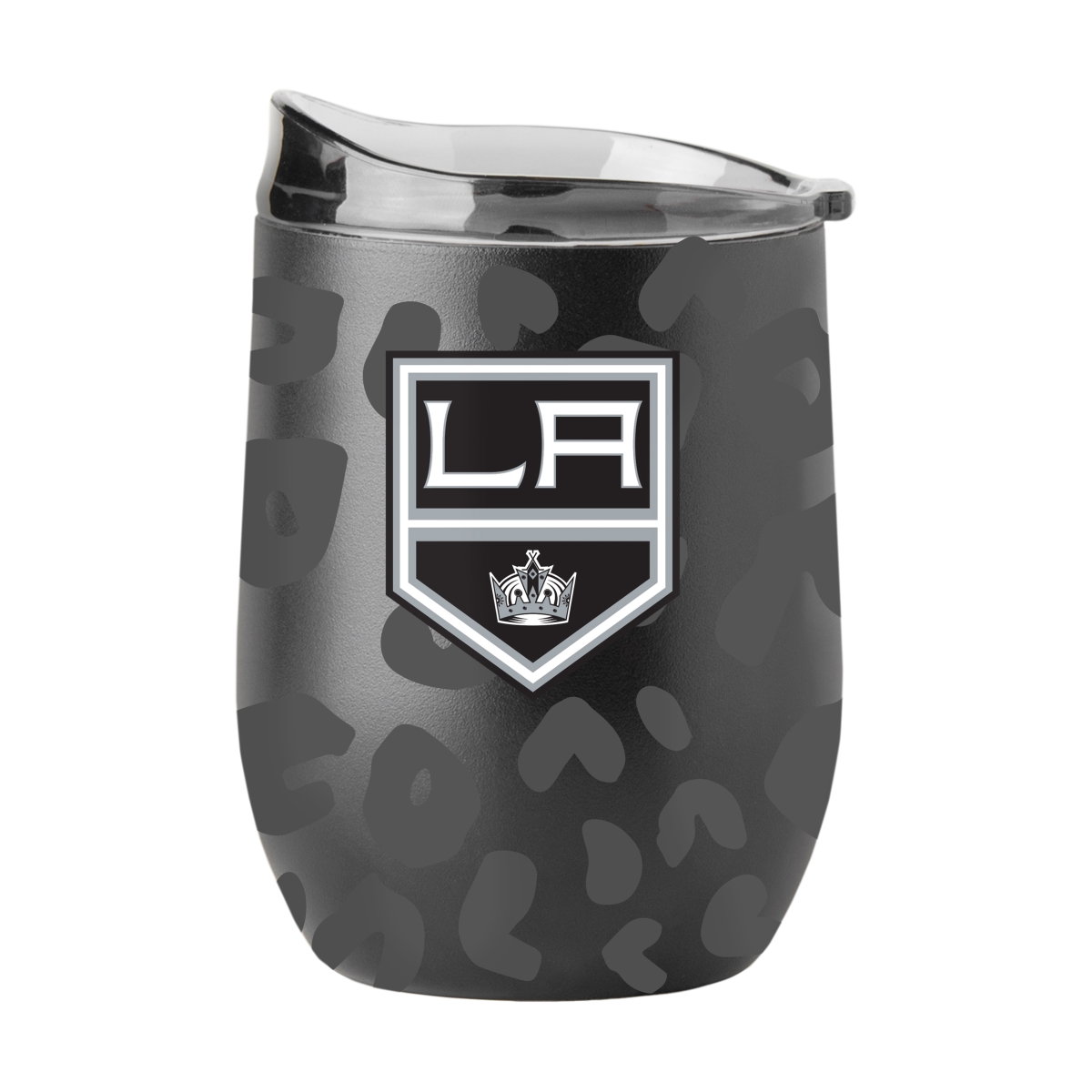 814-S16PB-BLK-33 LA Kings Leopard 16 oz Black Powdercoat Curved Beverage