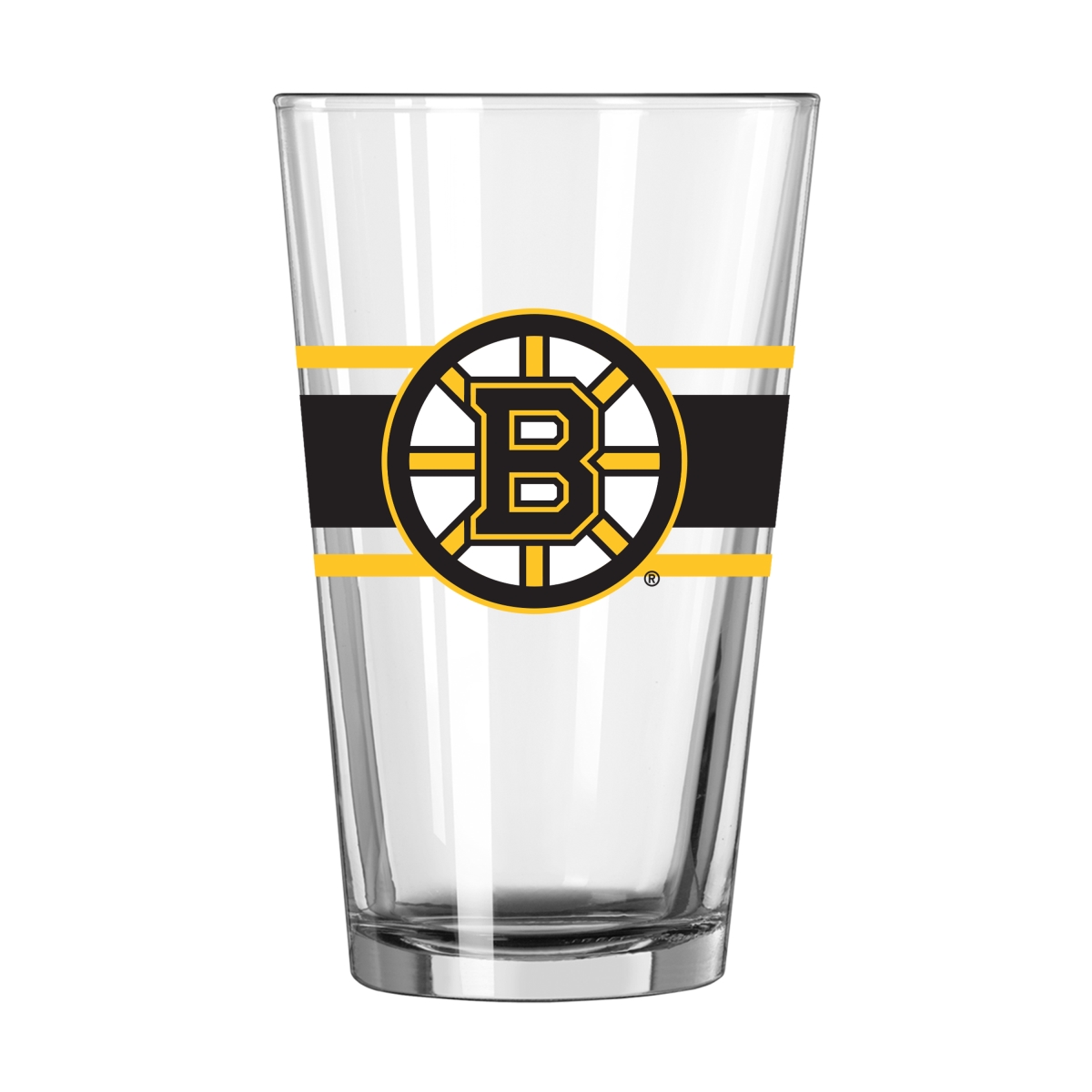 803-G16P-16 16 oz Boston Bruins Stripe Pint Glass