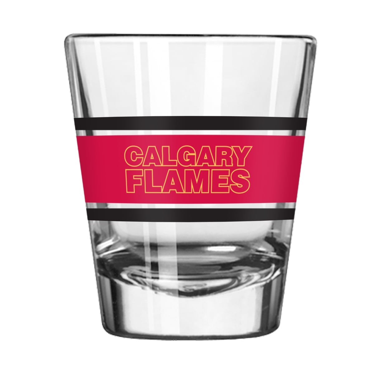 Picture of Logo Brands 805-G2S-16 Calgary Flames 2 oz Stripe Shot Glass
