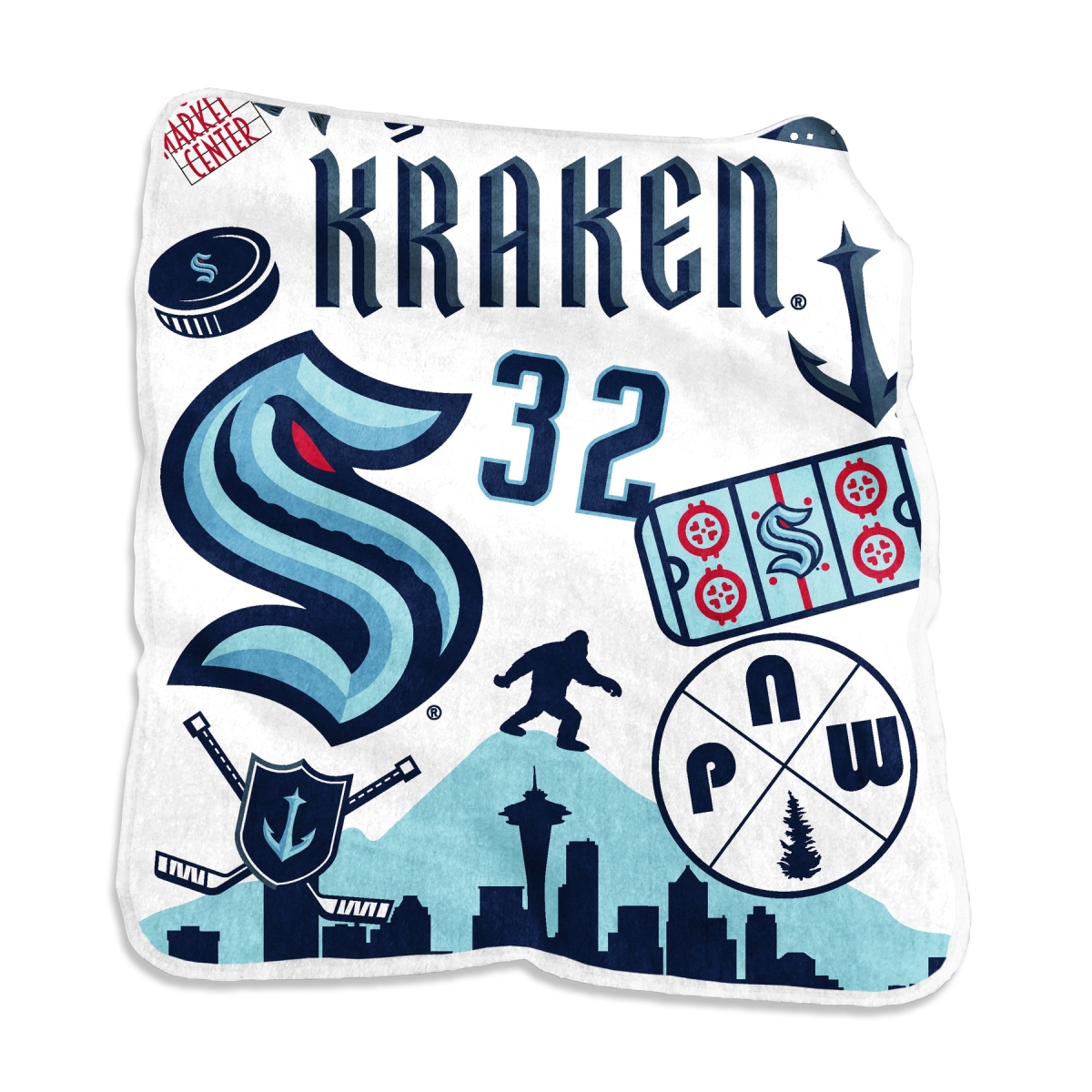 846-26-63A Seattle Kraken Raschel Native Throw Blanket