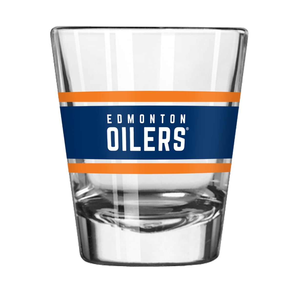 Picture of Logo Brands 812-G2S-16 Edmonton Oilers 2 oz Stripe Shot Glass