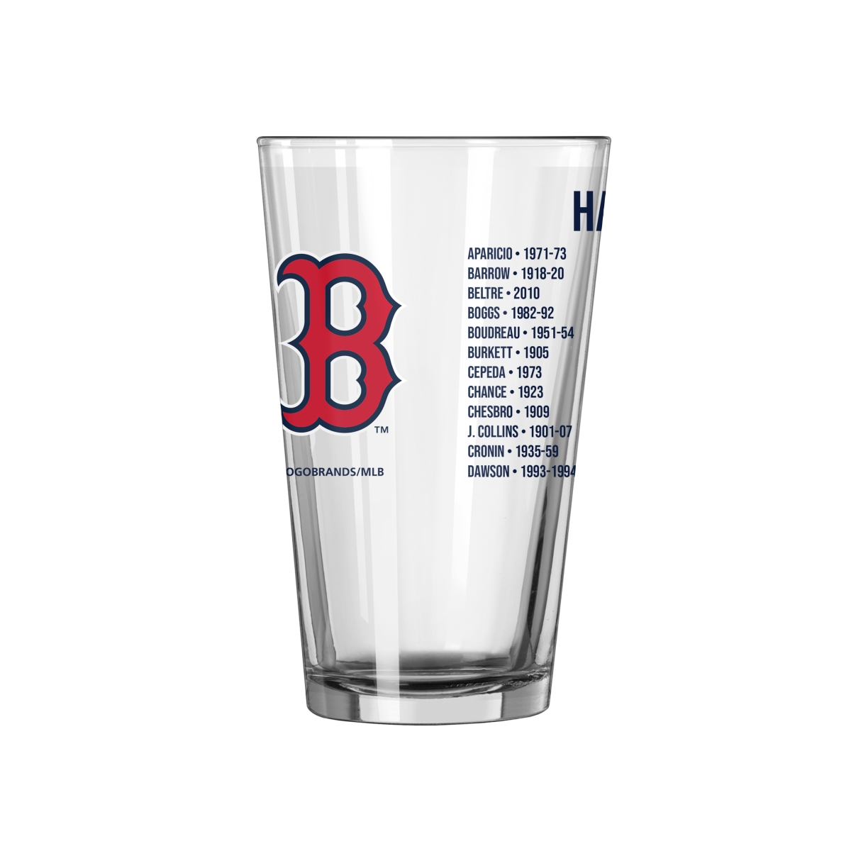 C5042-G16P-BR Boston Red Sox HOF 16 oz Pint Glass