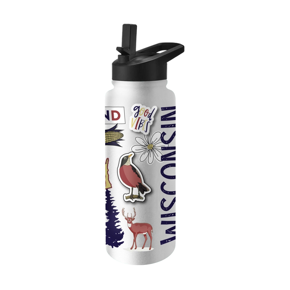 C4711-S34QB-WI63 Wisconsin State Pride 34 oz Native Quencher Bottle