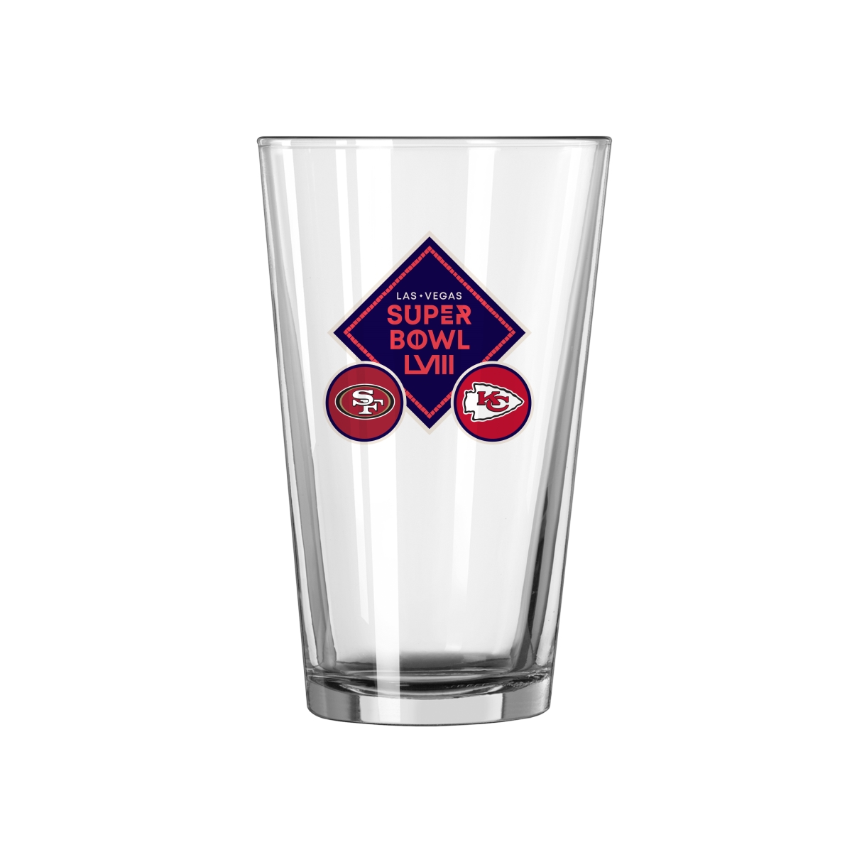 C4724-G16P-DL24 Super Bowl 58 16 oz Dueling Pint Glass