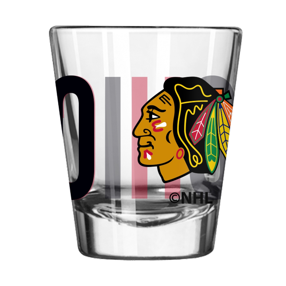 807-G2S-4 Chicago Blackhawks 2 oz Overtime Shot Glass