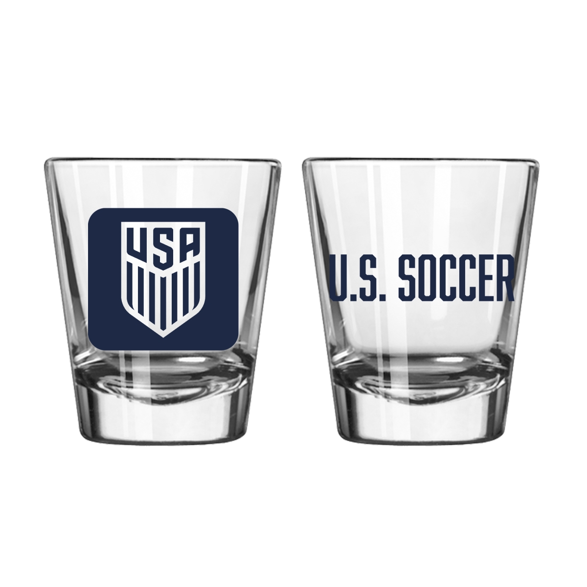 Picture of Logo Brands 922-G2S-34 US Mens Soccer Team 2 oz Flipside Shot Glass