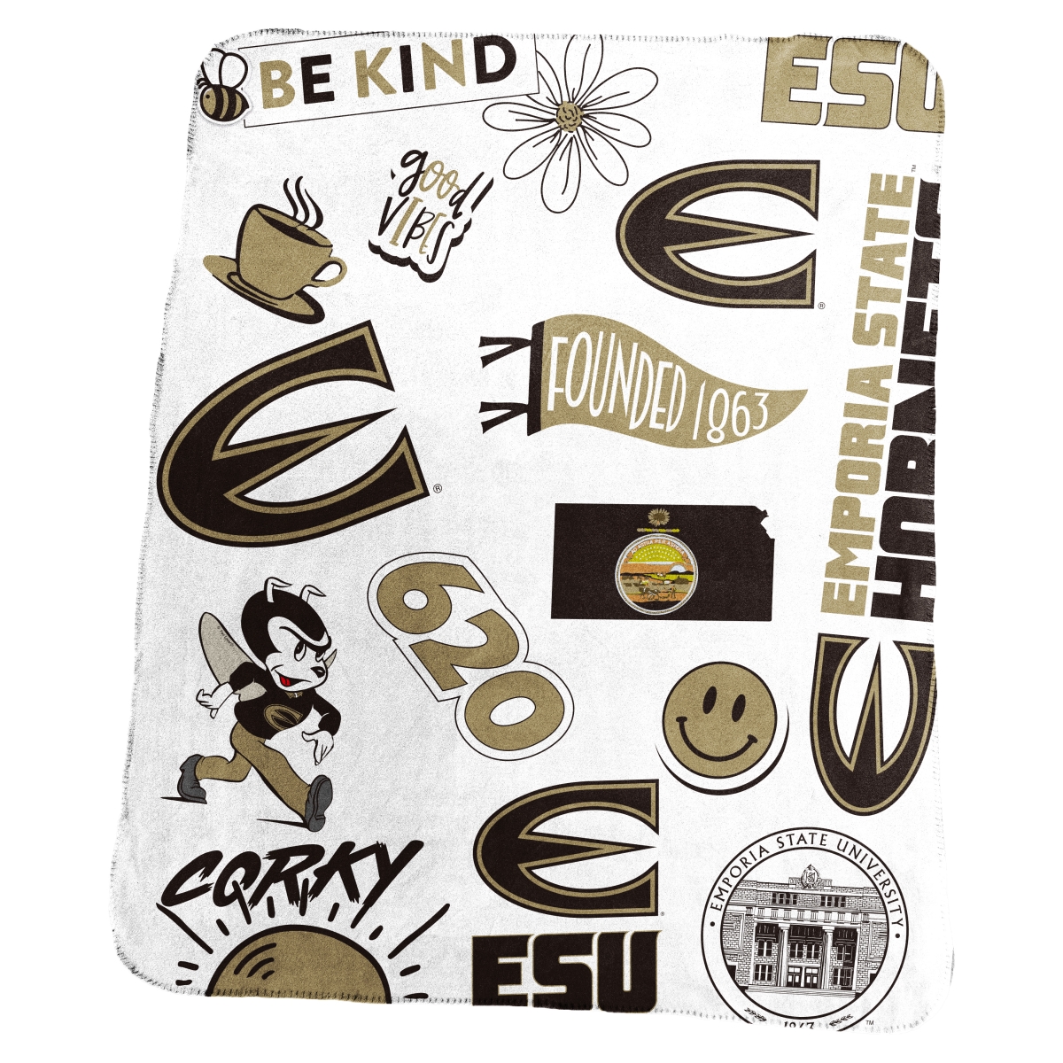 134-23-63 NCAA Emporia State university Classic Native Fleece Throw Blanket
