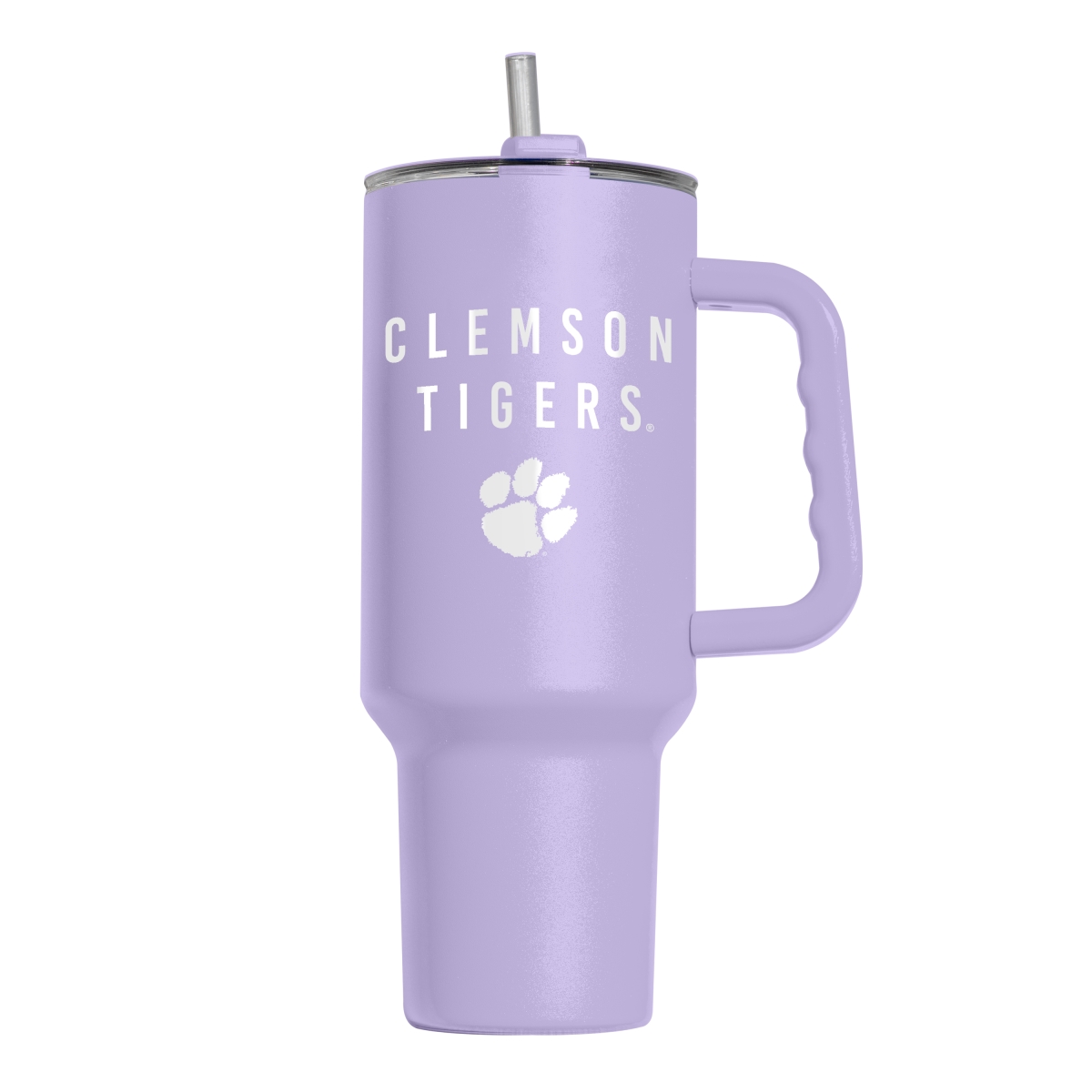 Picture of Logo Brands 123-S40PT-LVD-38 Clemson Tigers 40 oz Tonal Lavender Powder Coat Tumbler