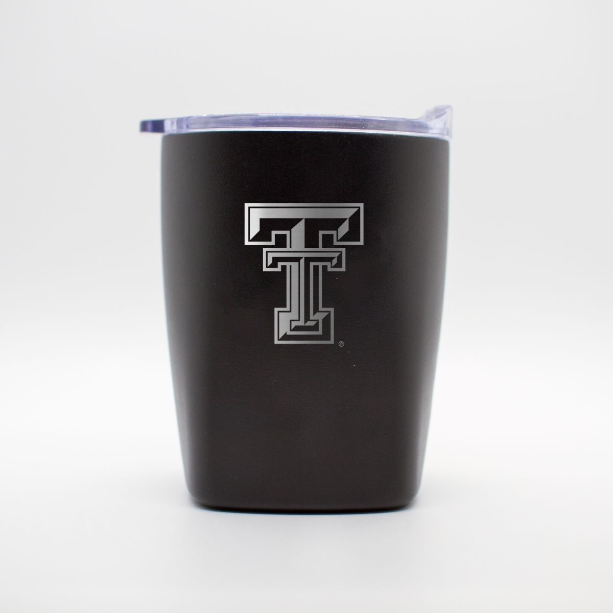 220-S14PR-BLK-9 Texas Tech 10 oz Etch Black Powder Coat Rocks Tumbler