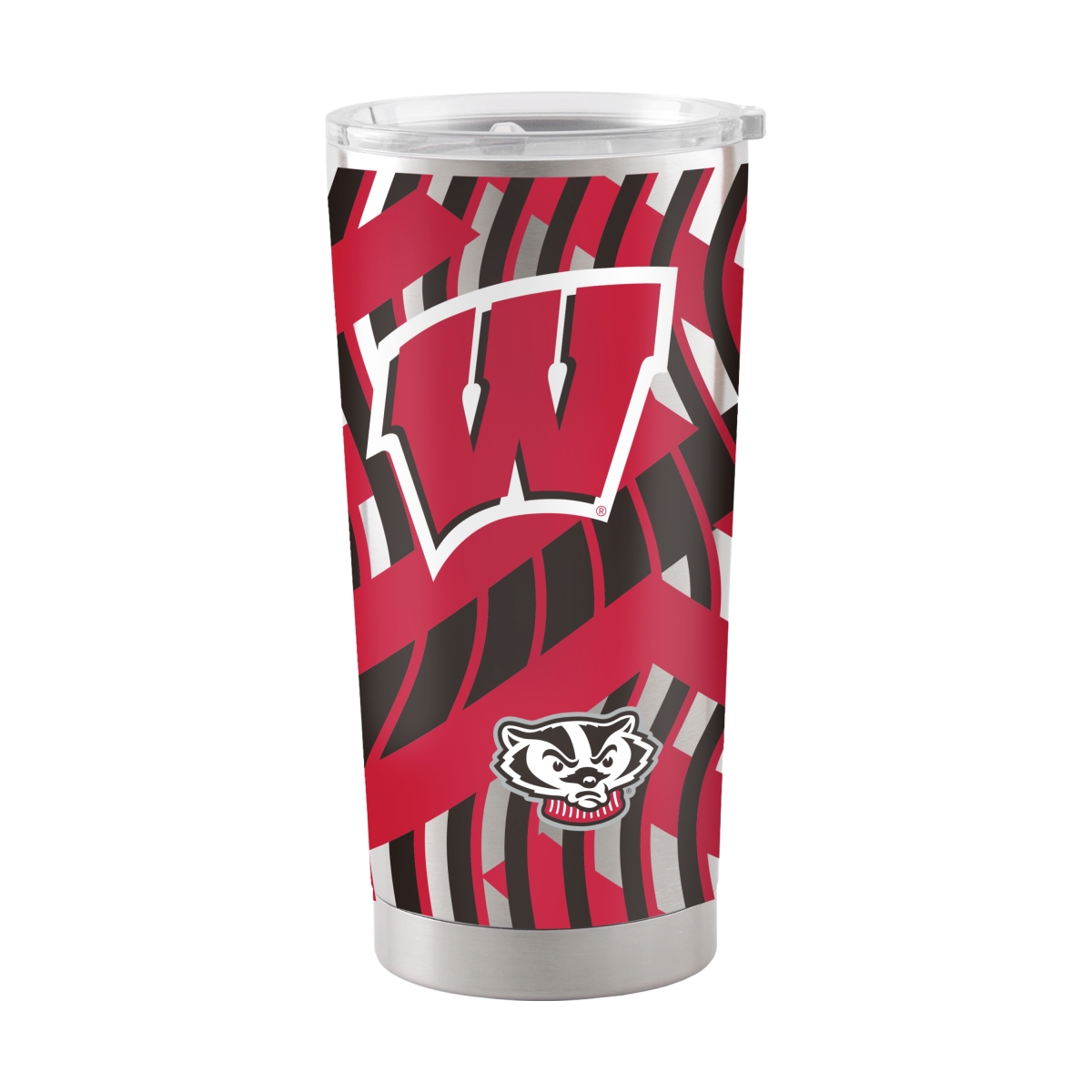 244-S20T-12 Wisconsin 20 oz Flex Silver Stainless Tumbler