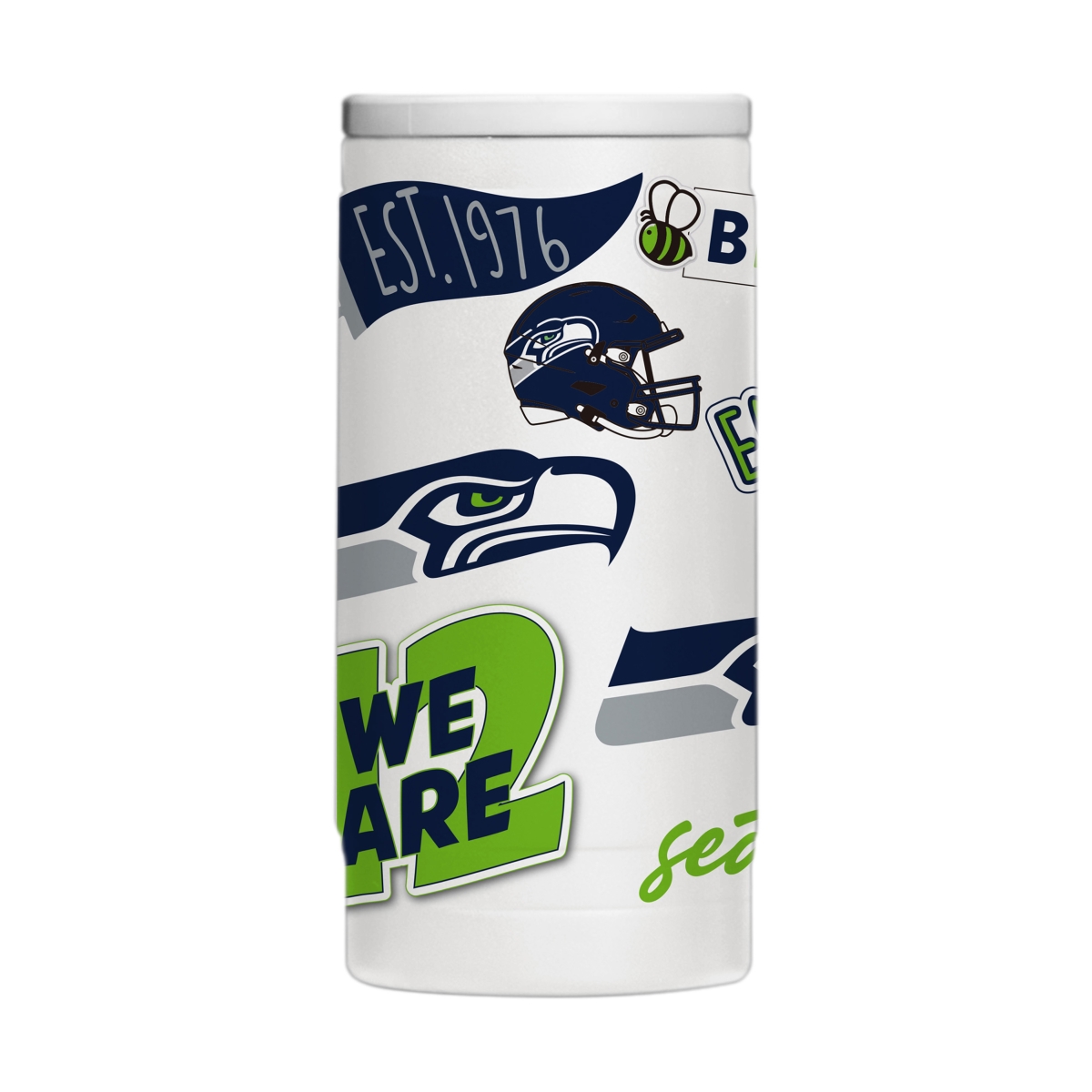 Picture of Logo Brands 628-S12PC-63 Seattle Seahawks 12 oz Native Powdercoat Slim Can Coolie