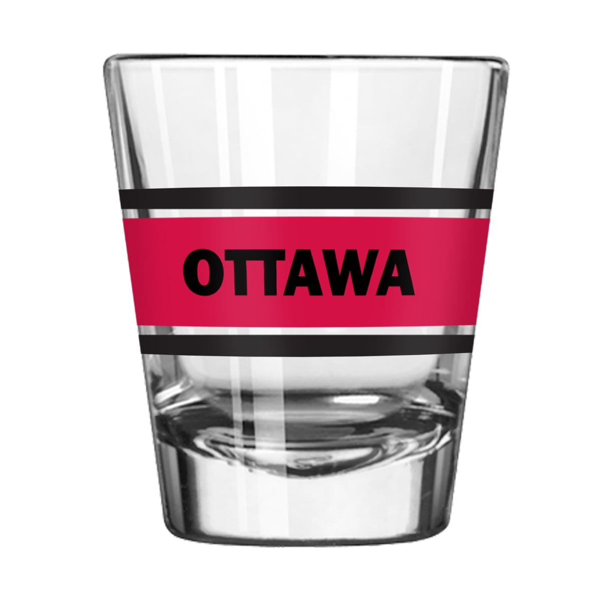 Picture of Logo Brands 821-G2S-16 Ottawa Senators 2 oz Stripe Shot Glass