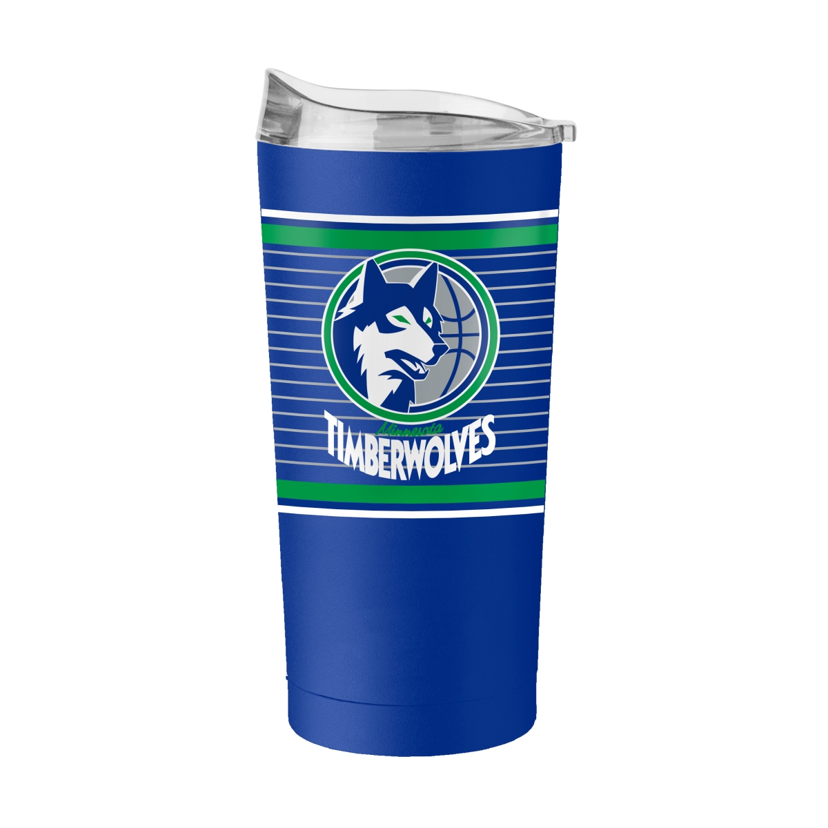 Picture of Logo Brands 717-S20PT-16R Minnesota Timberwolves 20 oz Retro Stripe Powder Coat Tumbler