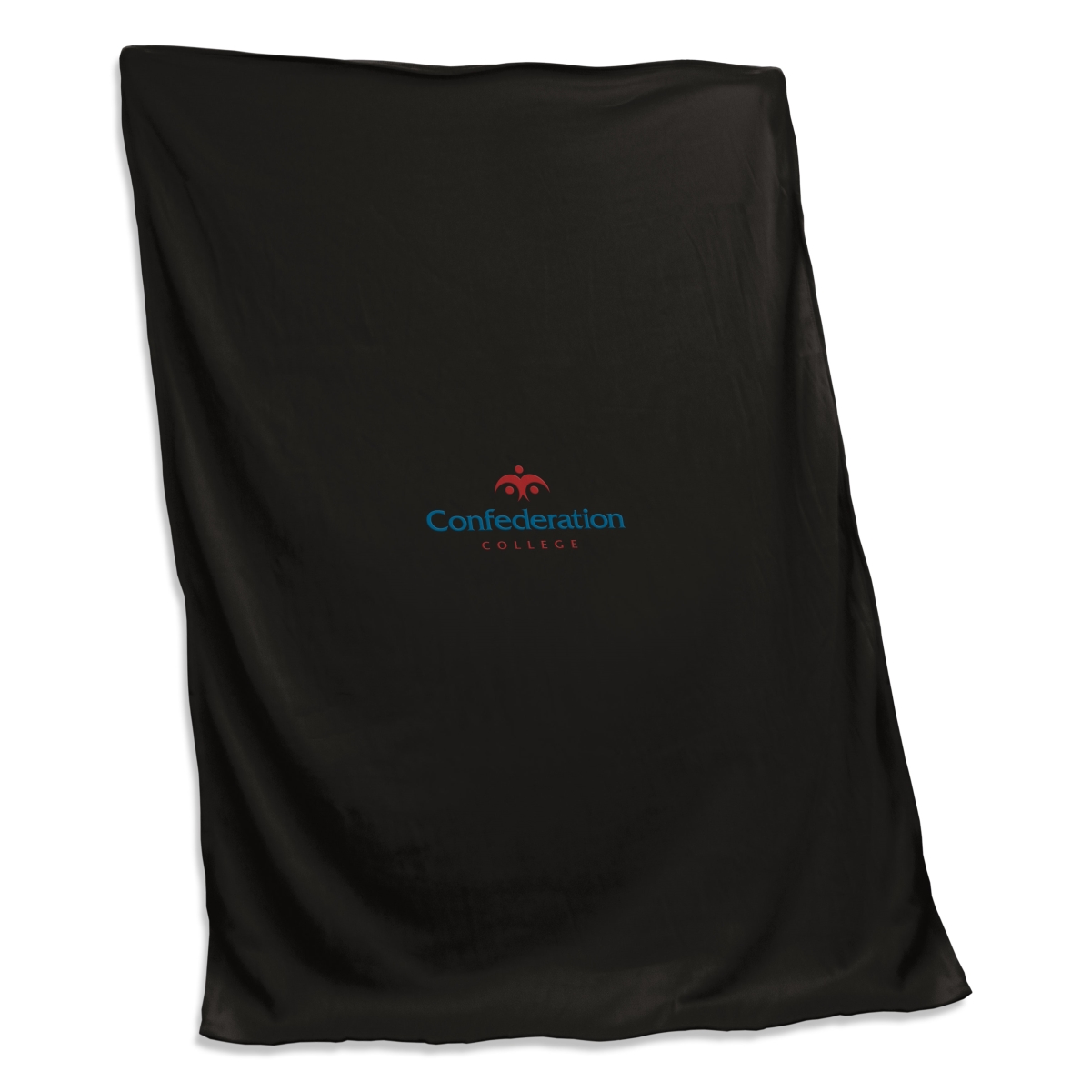 Picture of Logo Brands C4967-74S-B1 Confederation College Black Screened Sweatshirt Blanket