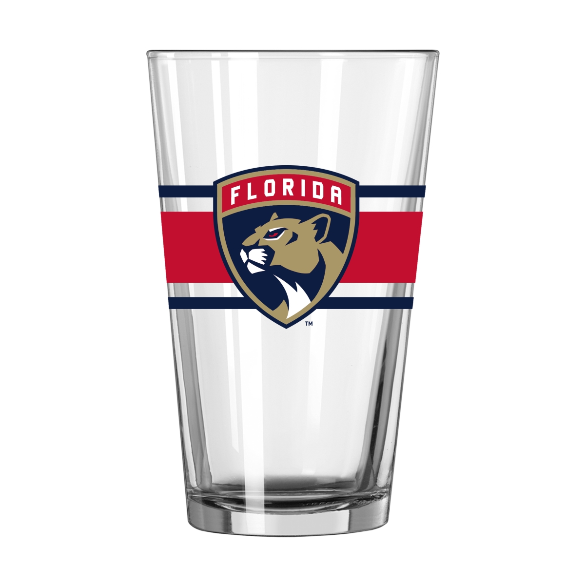 Picture of Logo Brands 813-G16P-16 Florida Panthers 16 oz Stripe Pint Glass
